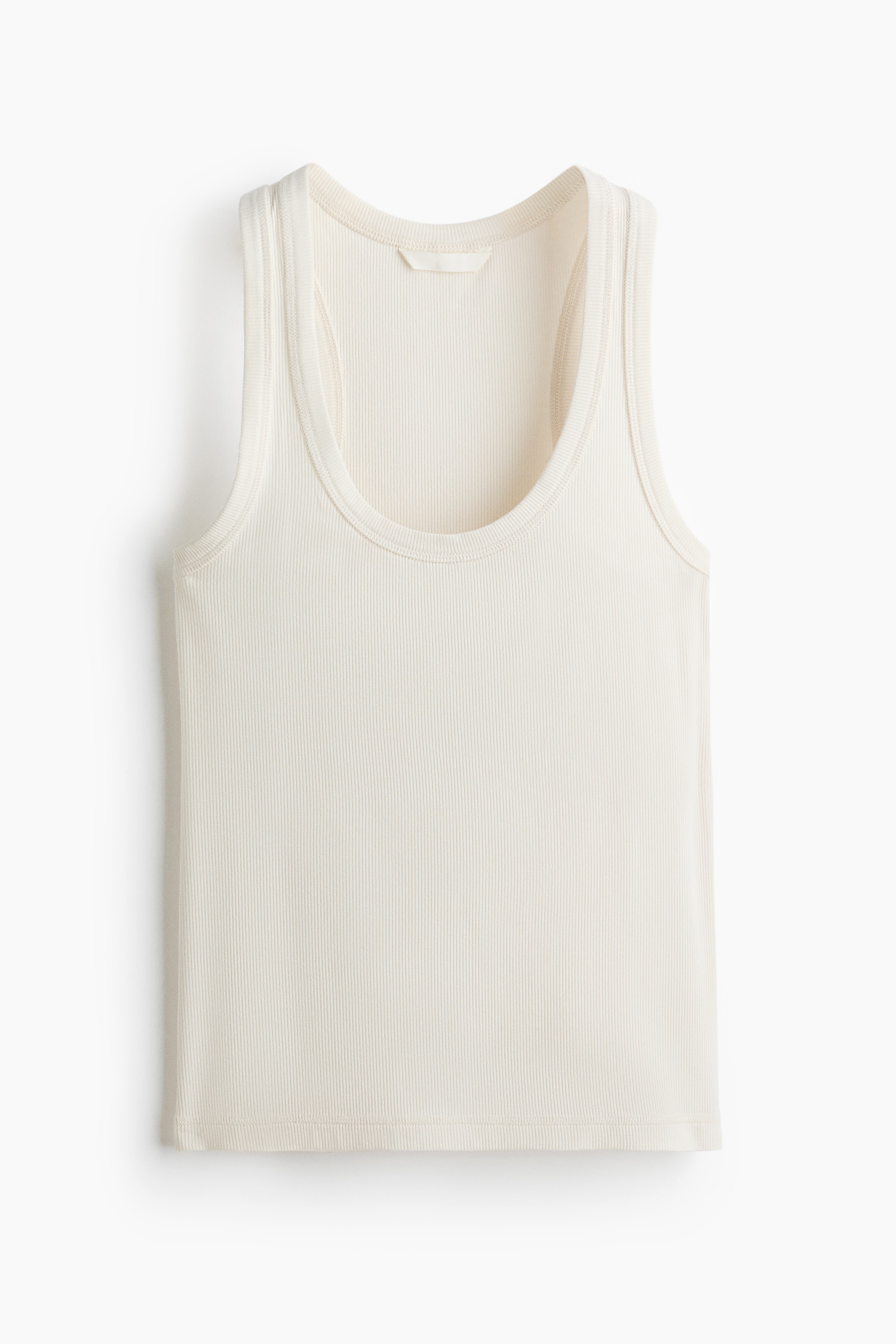 Débardeur en viscose côtelée - Crème/Noir/Vert kaki