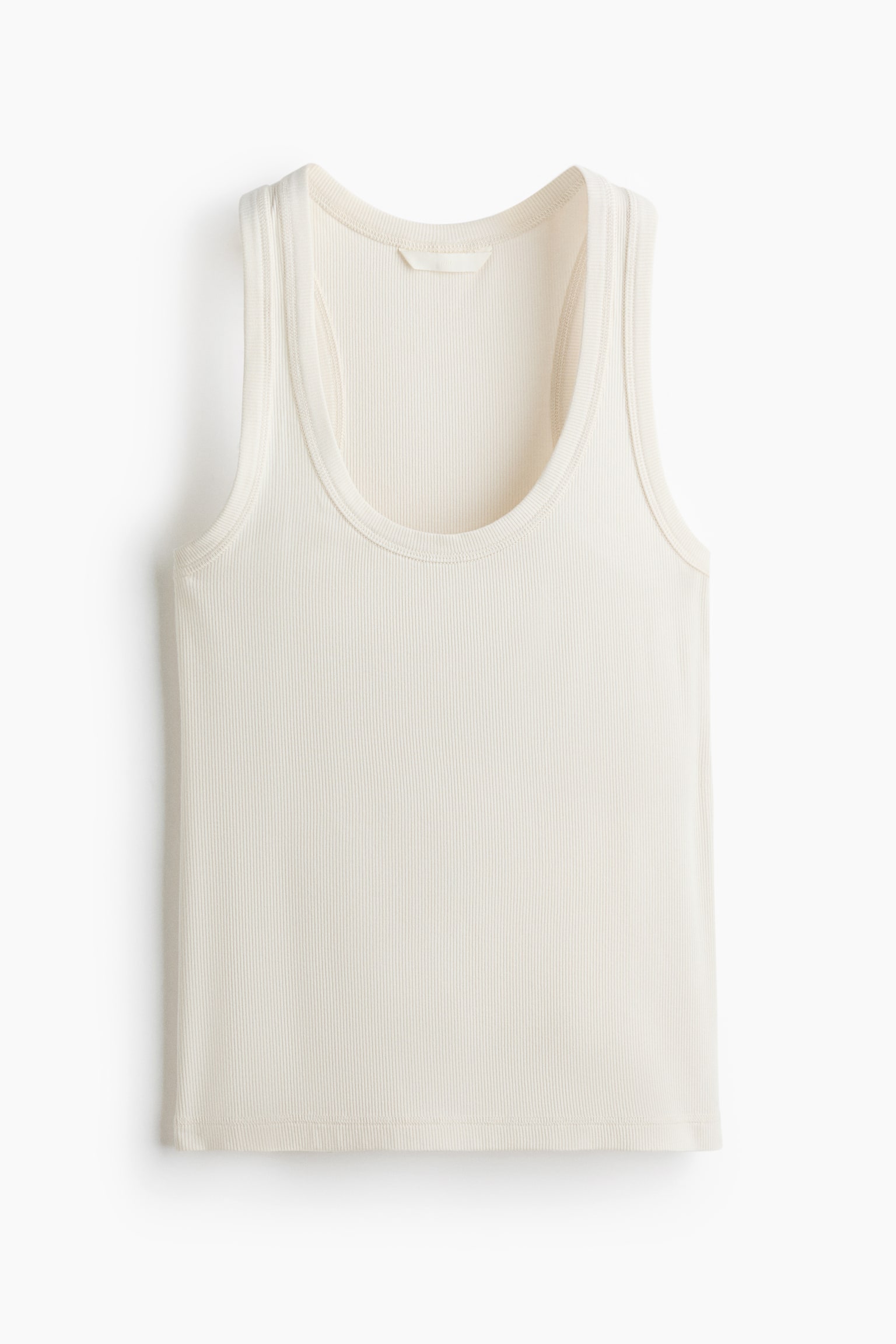 Ribbed viscose vest top - Krémová/Černá/Khaki zelená - 1