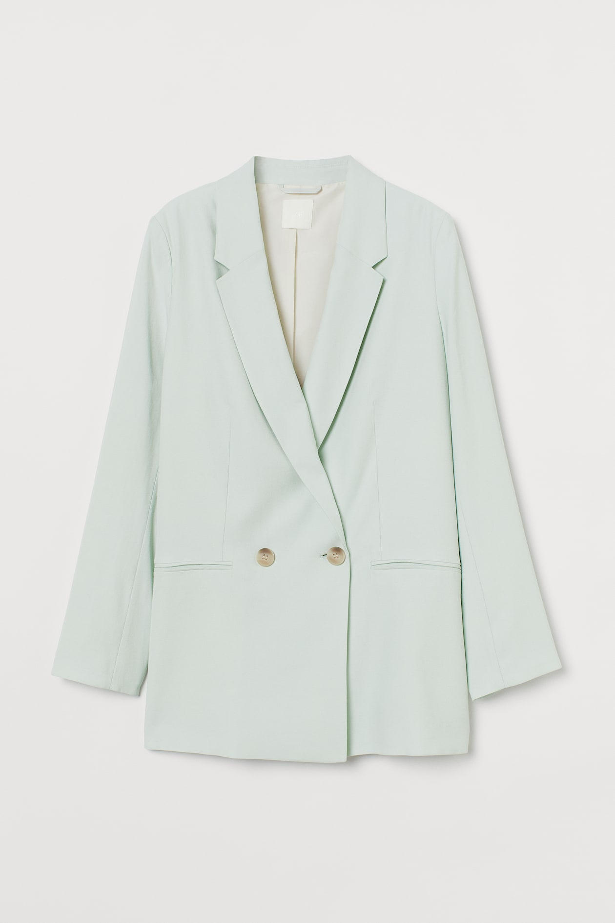 Double-breasted blazer - Long sleeve - Regular length - Mint green 