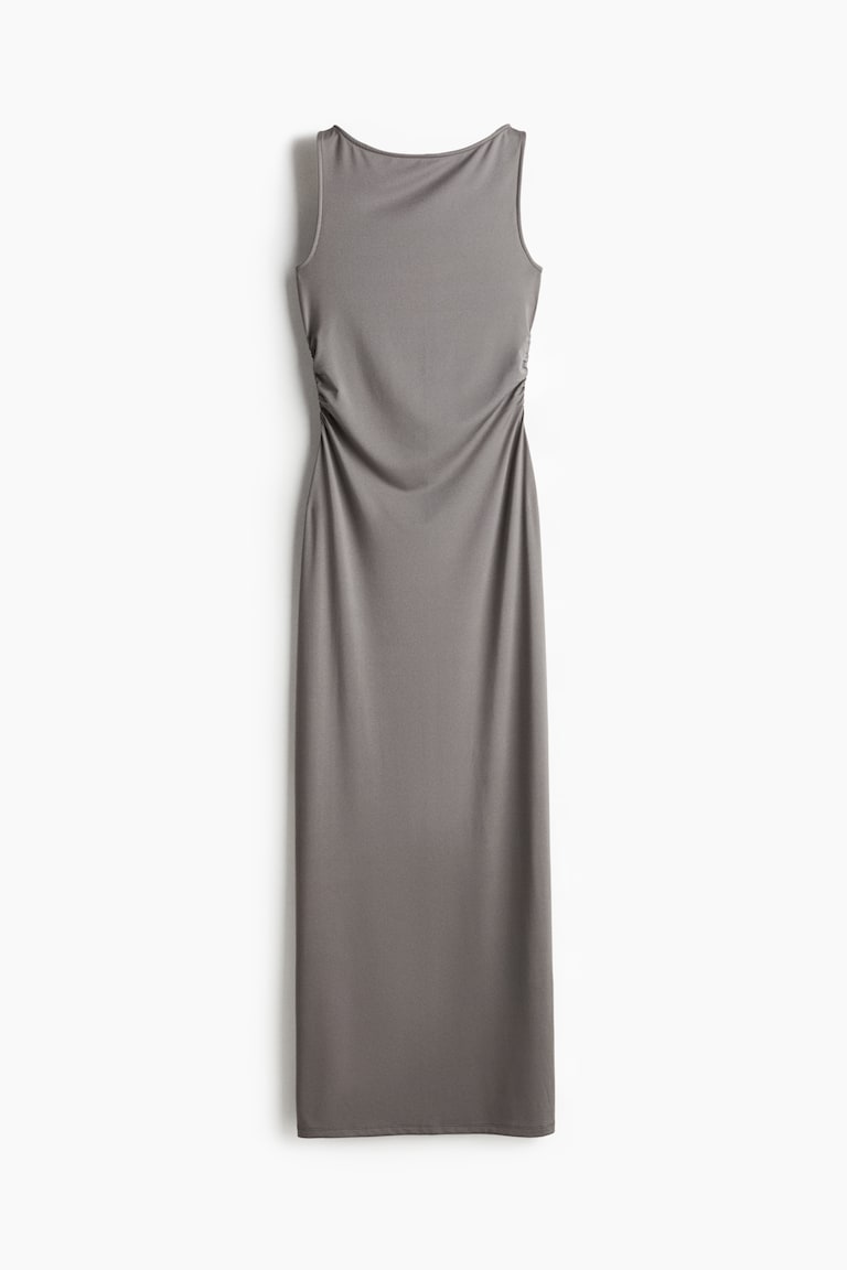 Draped Bodycon Maxi Dress - Gray Draped Bodycon Maxi Dress - Gray