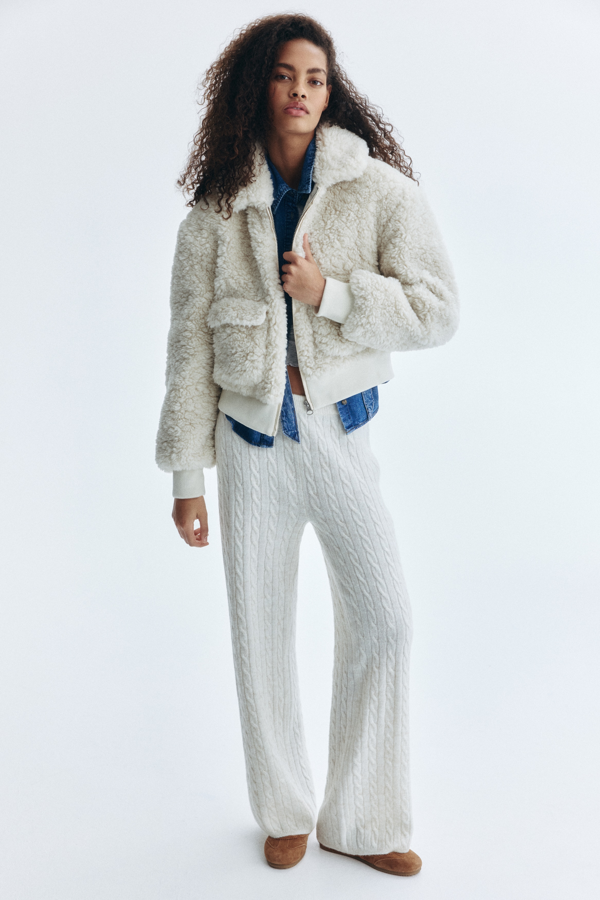 Women's Light beige Fluffy Jacket | H&M CA