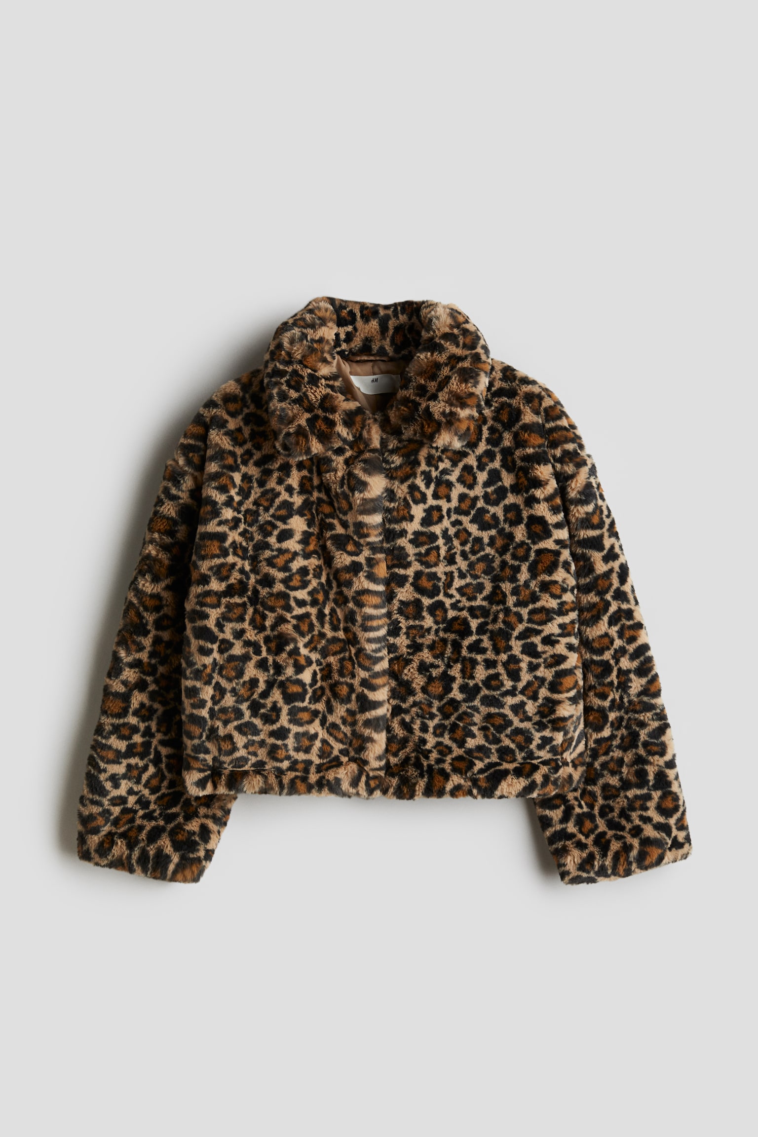 Fluffy jacket - Beige/Leopard-print/Black - 1