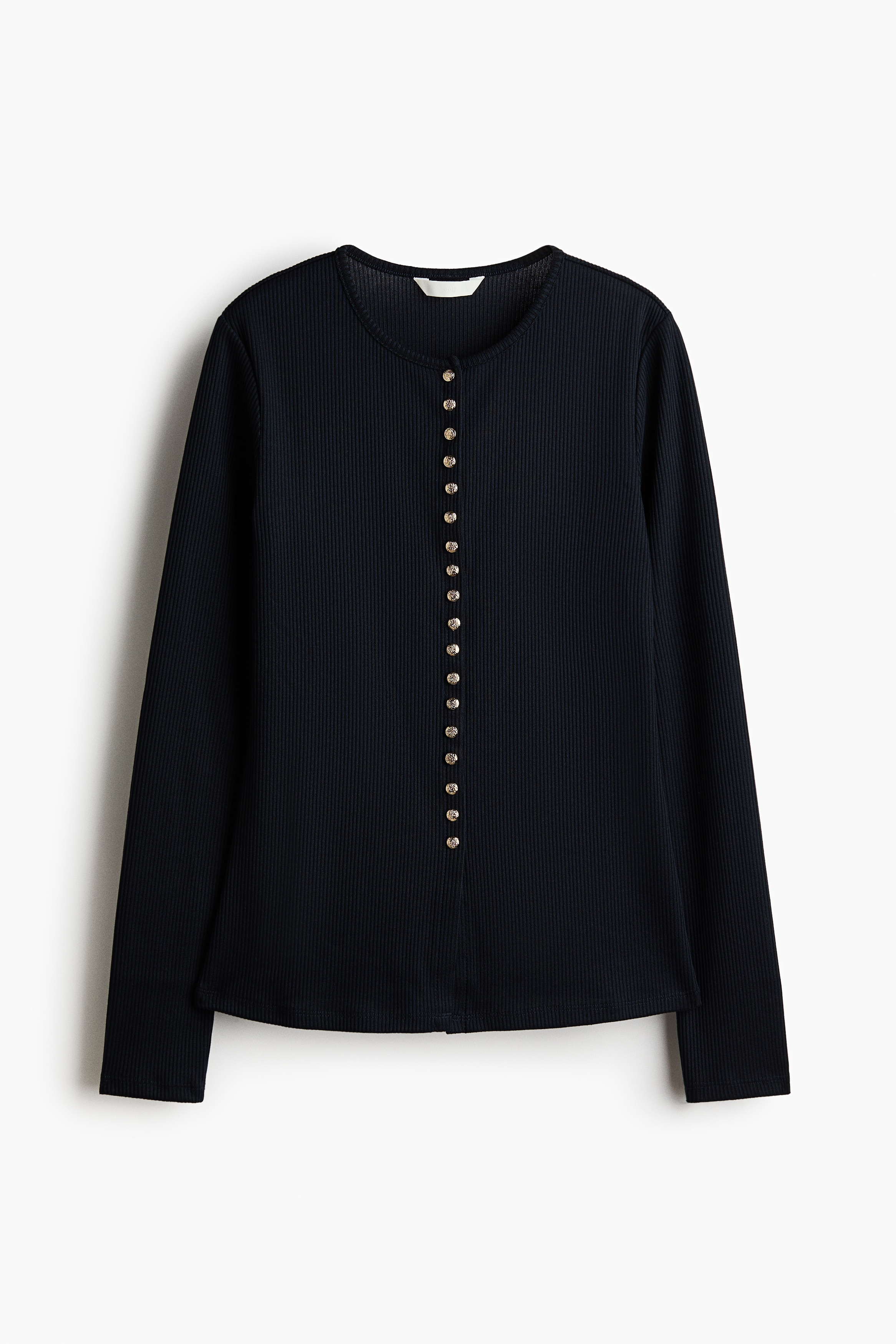 Rib-Knit Cardigan - Navy blue