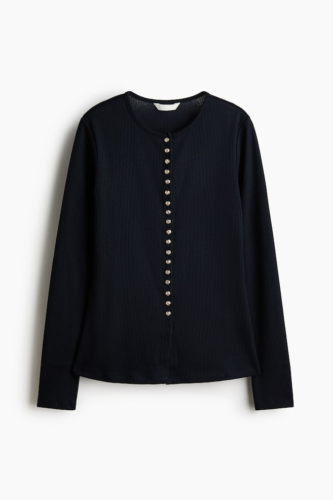 Gilet en maille côtelée - Bleu marine - 1