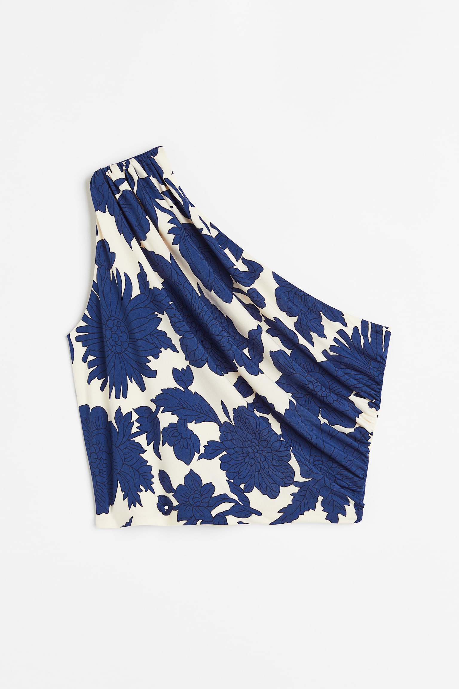 Gathered one-shoulder top - Cream/Blue floral/Brown/Black/Light beige/Black striped