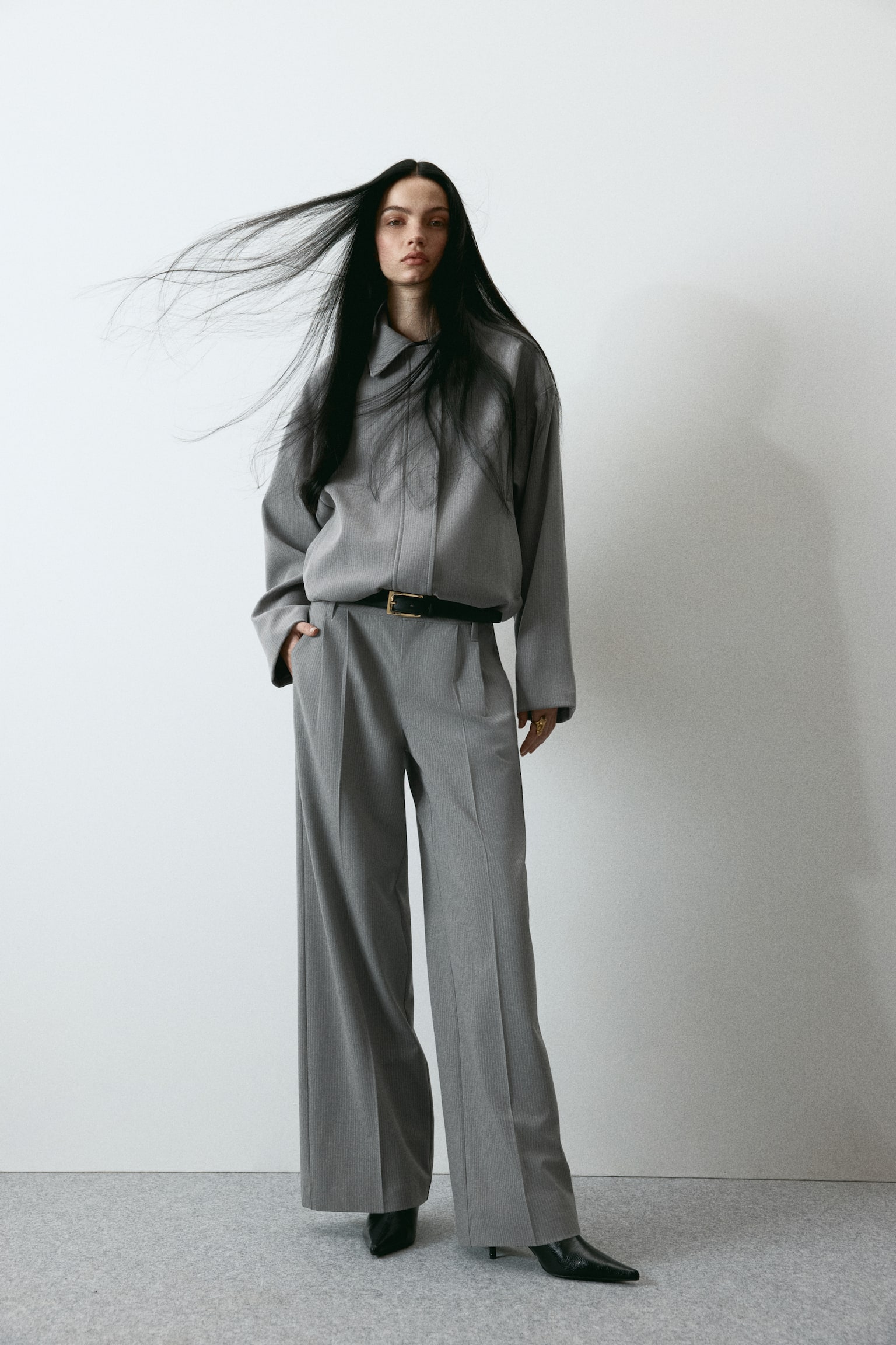 Wide tailored trousers - Light grey/Pinstriped/Grey/Pinstriped/Grey/Checked/Grey/Dark blue/Pinstriped - 4