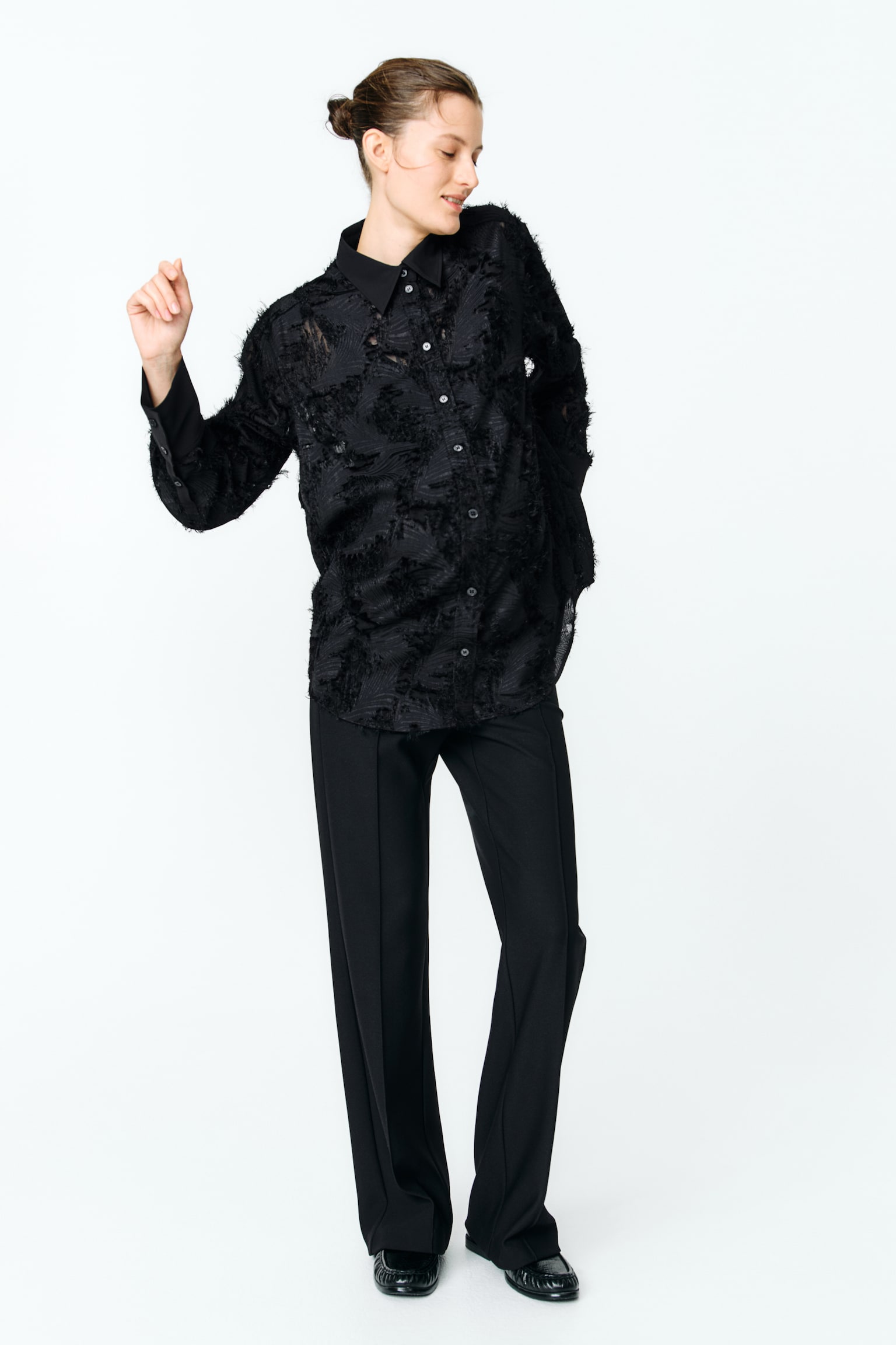 MAMA Before & After Jacquard-weave blouse - Black/Cream - 3