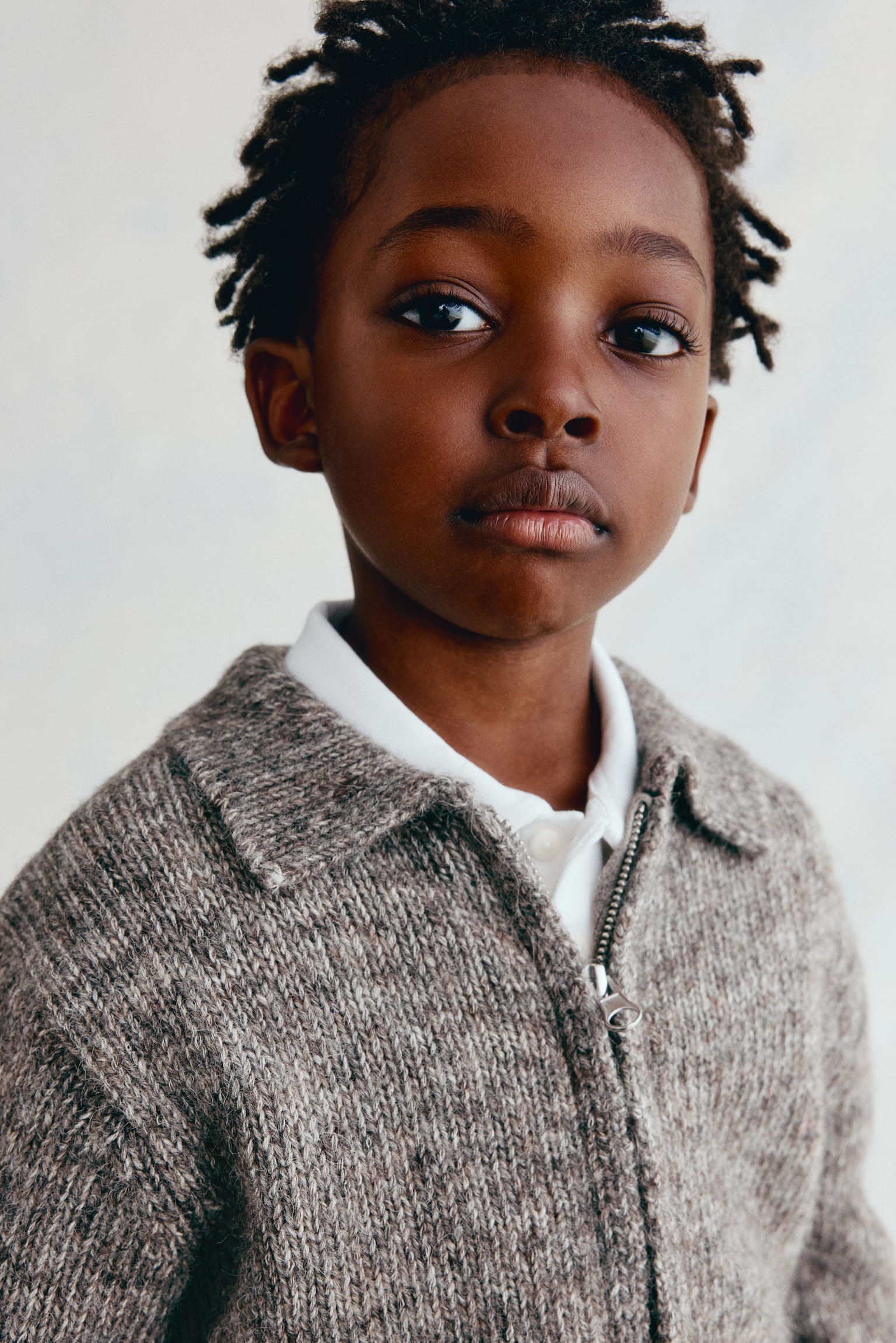 Детский кардиган H&M Wool and Cotton Blend, цвет: Серый меланжевый — фото 3