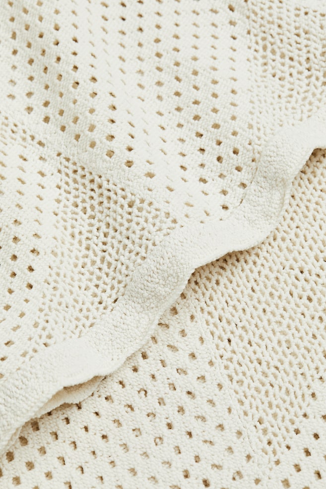Crochet-look cotton bedspread - Natural white - 2