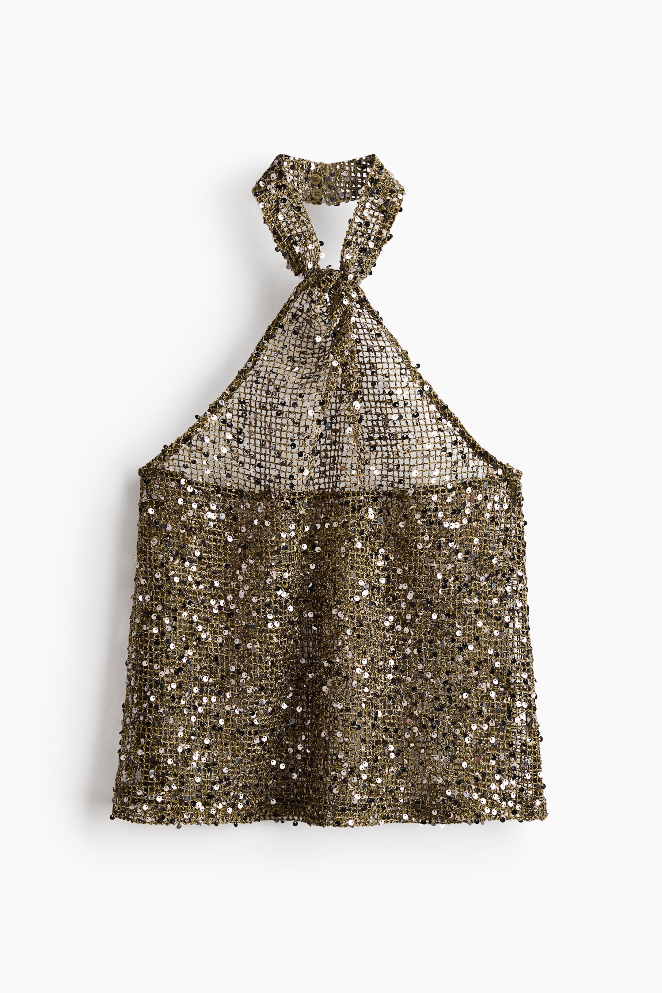 Sequined Mesh Halterneck Top