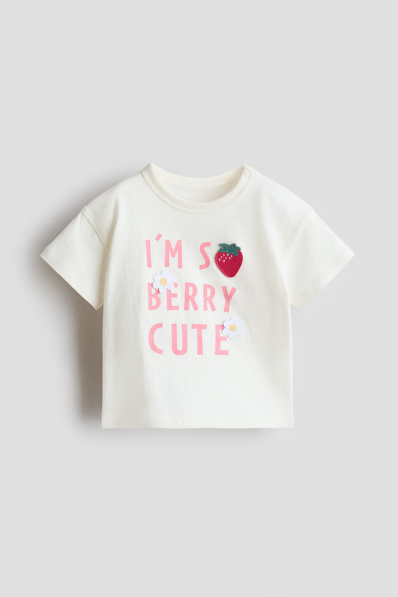 T-shirt i bomull - Crèmevit/Berry cute/Marinblå/Amour