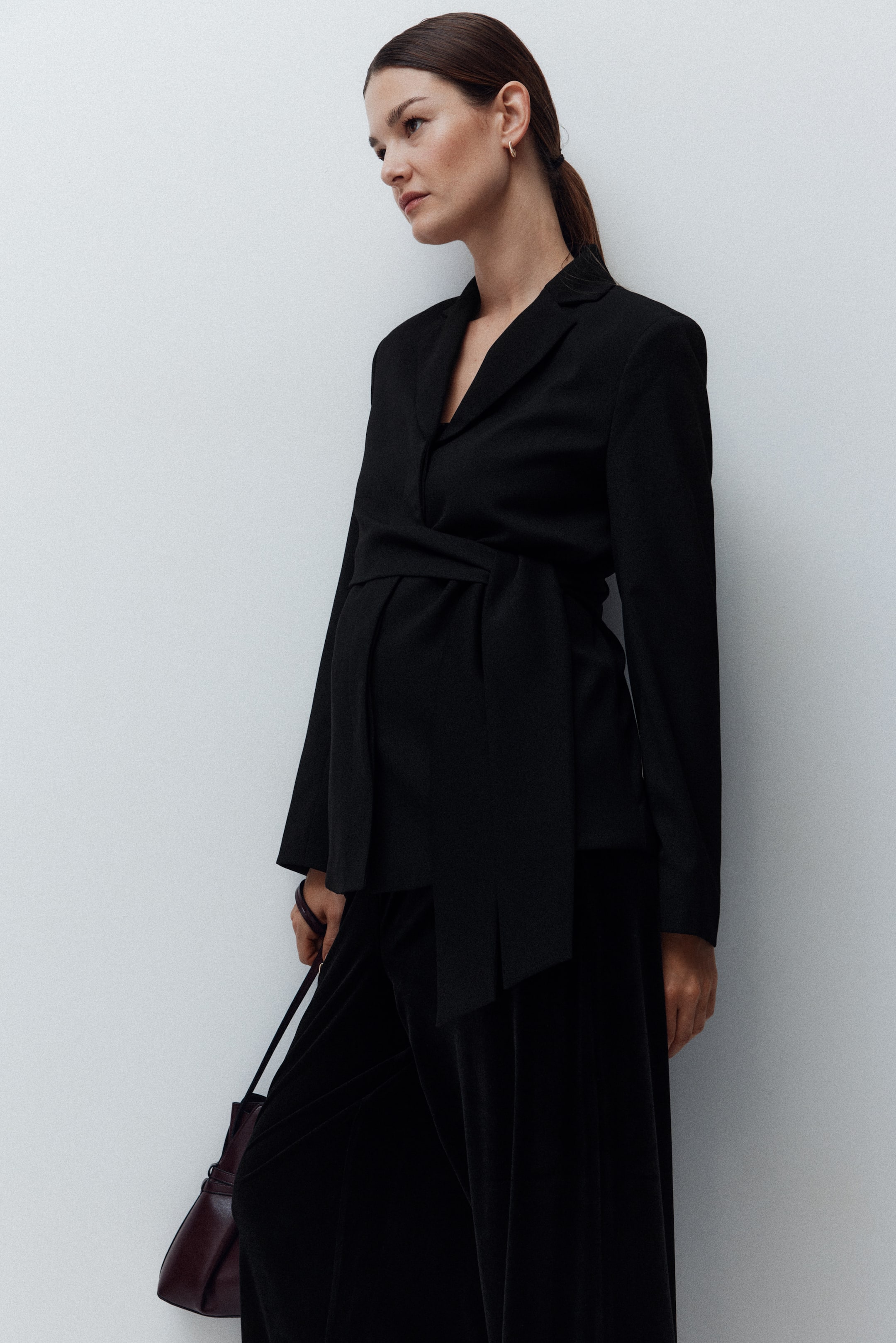 View larger image: MAMA Tie-belt blouse - Black - Ladies | H&M GB 3