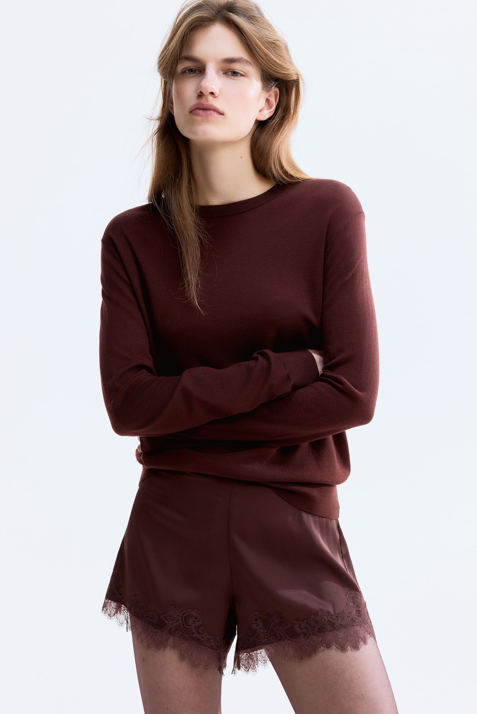 Merino wool jumper - Dark brown/Brown/Black/Blue - 1