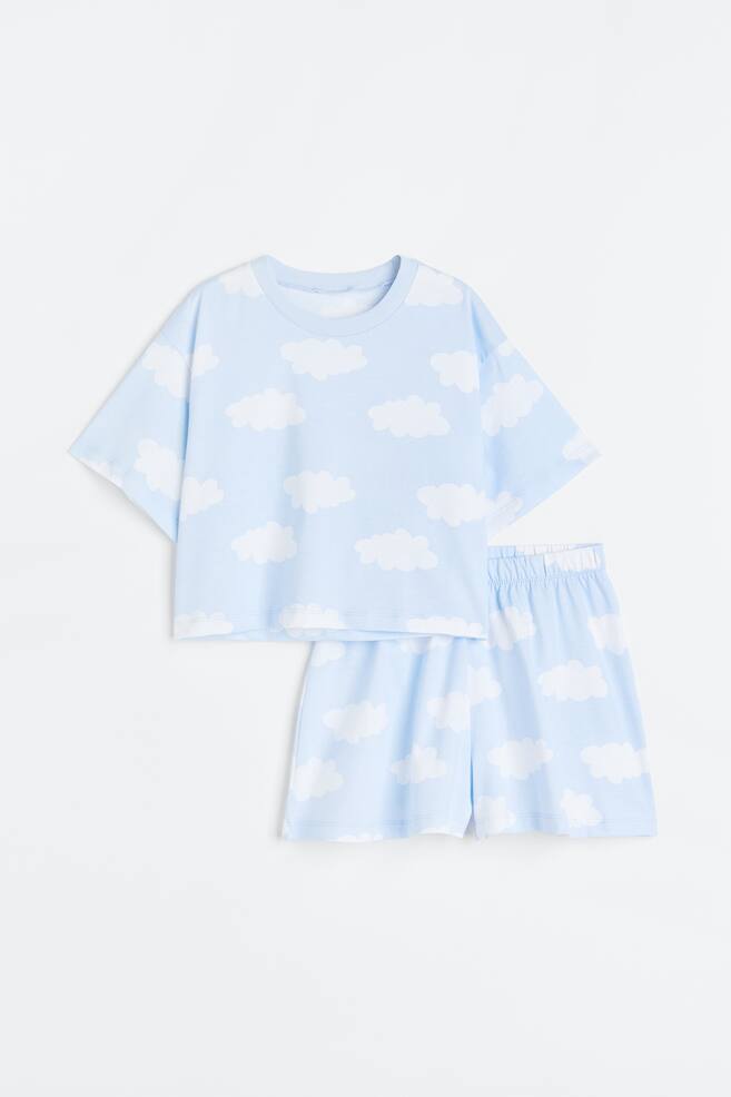 Cotton jersey pyjamas - Light blue/Clouds/Light beige/Spotted/Natural white/Hearts/Light pink/Avocados