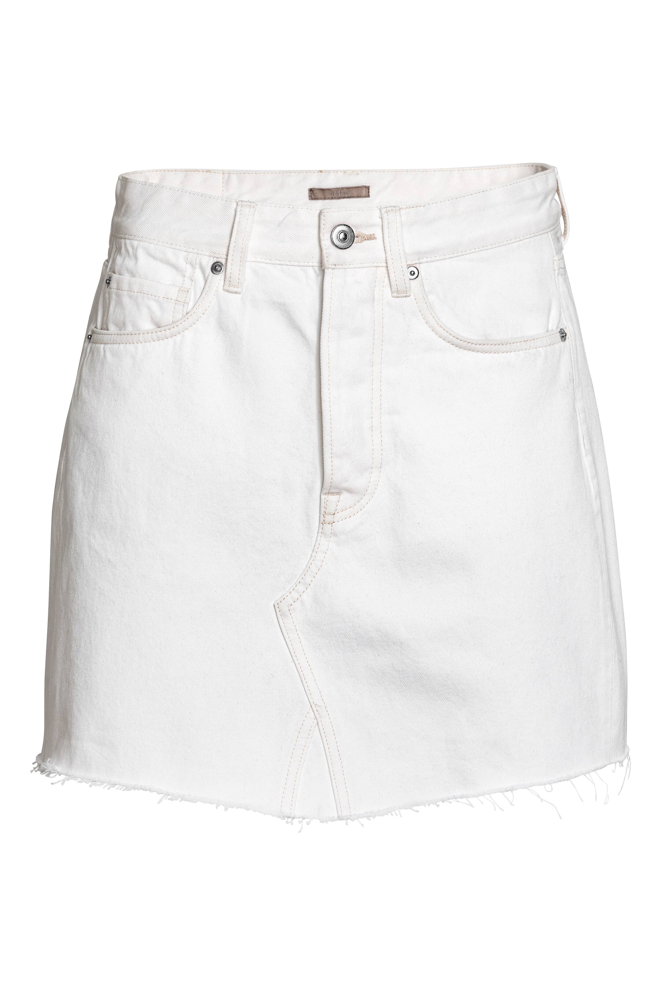 View larger image: Denim skirt - White denim - Ladies | H&M GB 1