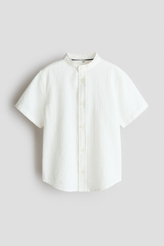 Детские рубашки H&M Cotton Seersucker Band-Collar Shirt