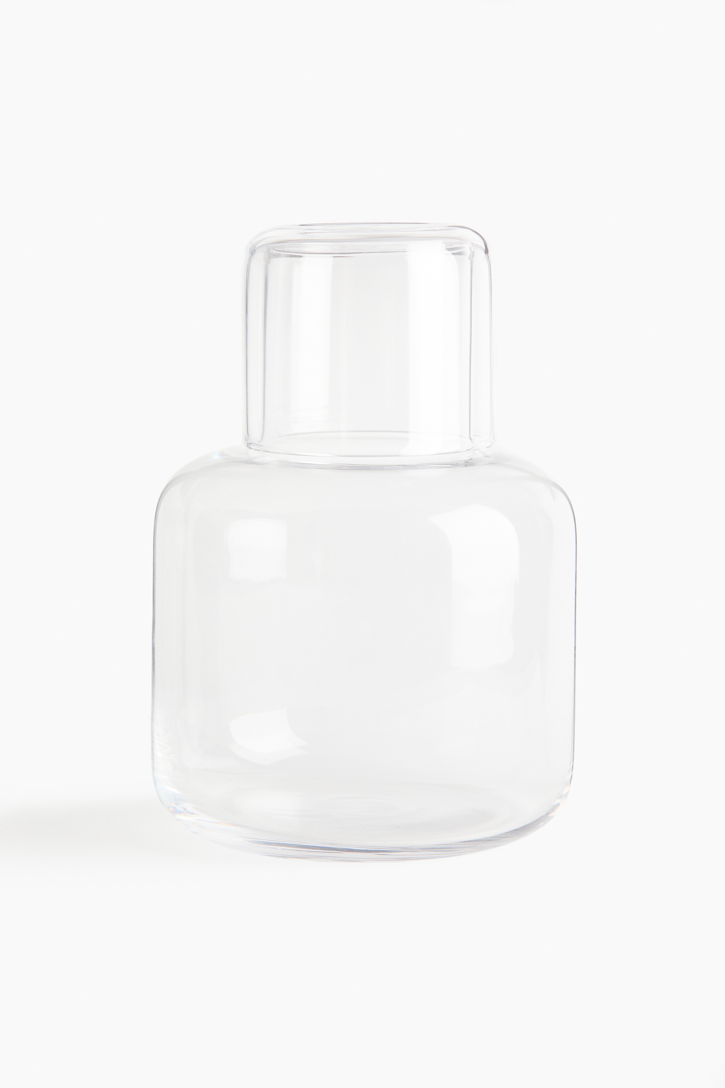 Bedside Water Carafe with Tumbler - Transparent/Light pink