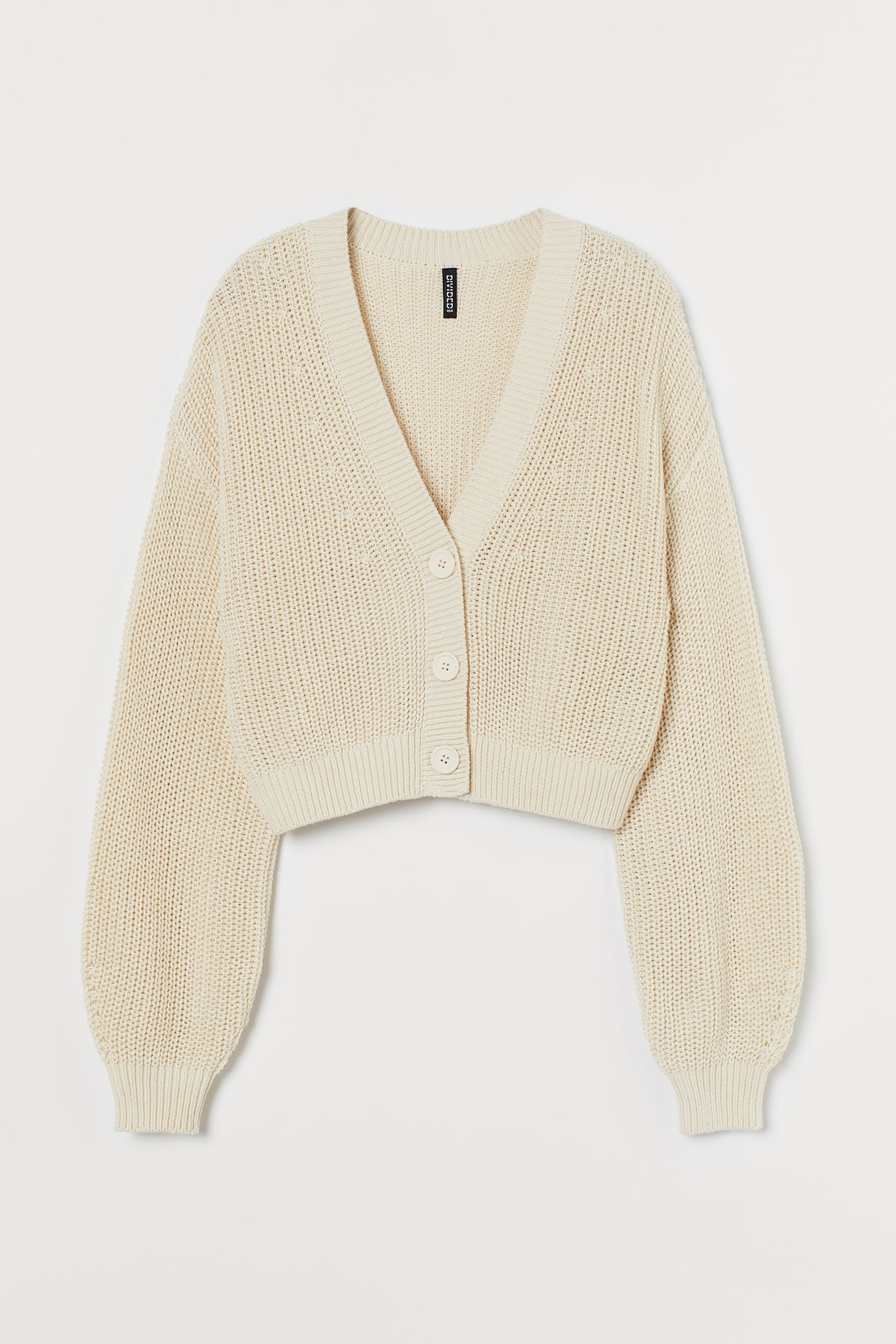 Cropped Cardigan - V-neck - Long sleeve - Light beige - Ladies | H&M US