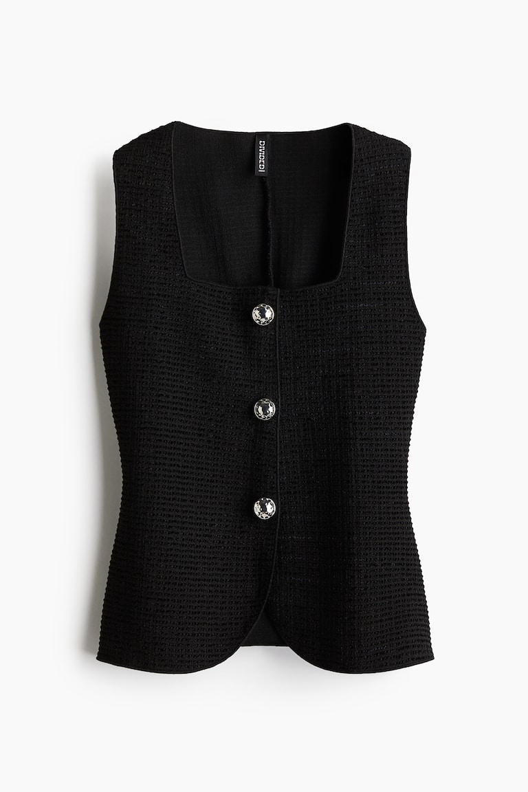 Chaleco de punto con textura Negro MUJER H&M ES