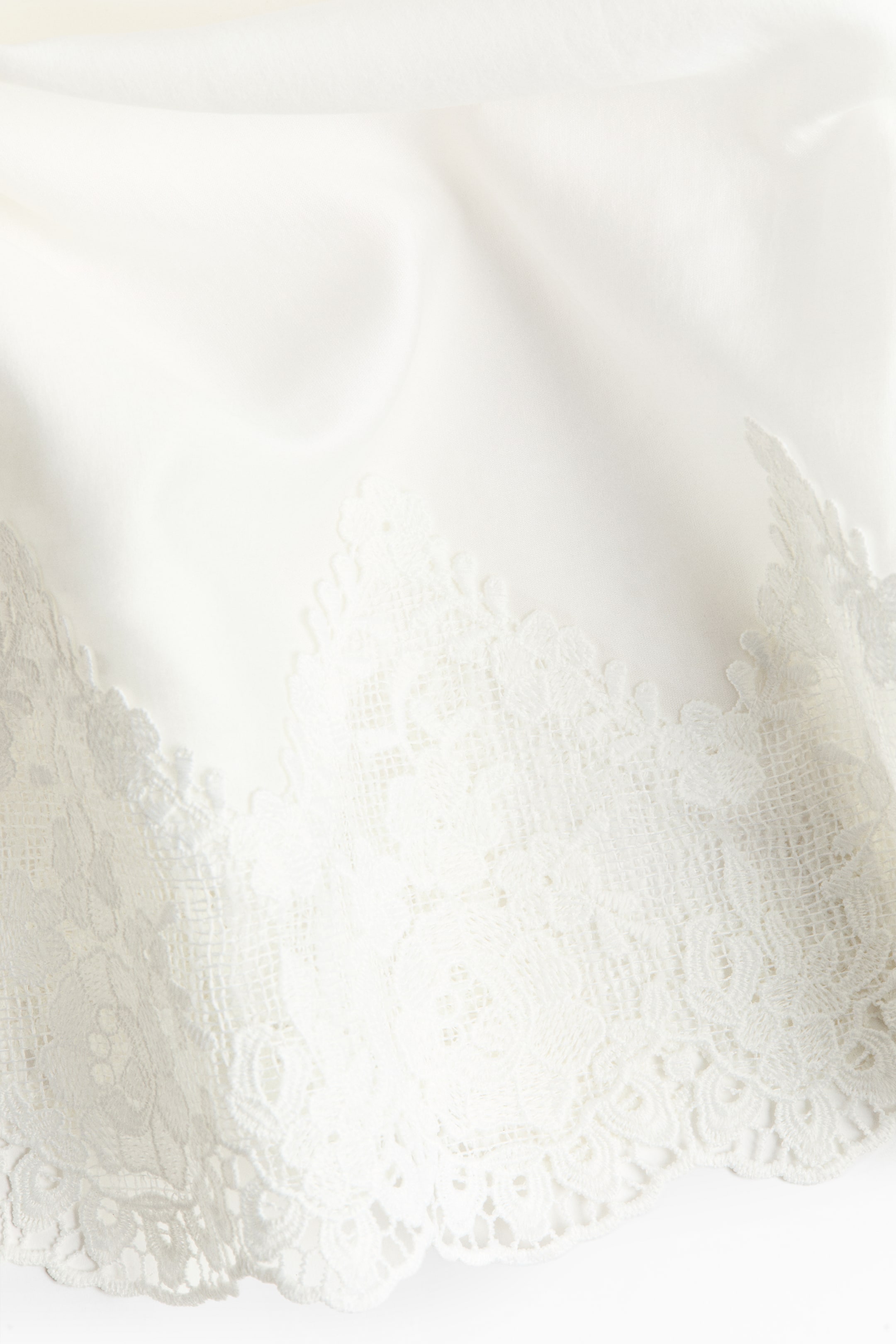 Lace-Trimmed Smocked Skirt