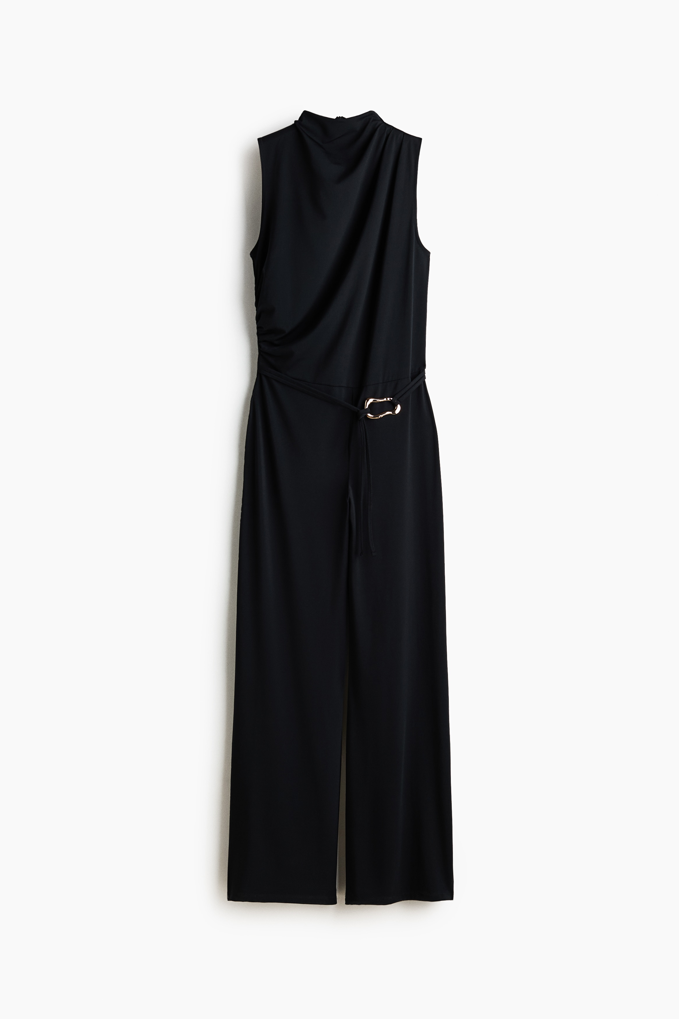 Drapierter Jumpsuit - Schwarz