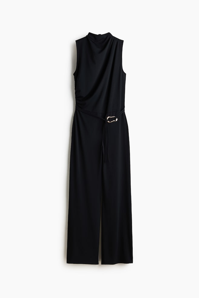 Combi-pantalon à effet drapé - Noir - 1