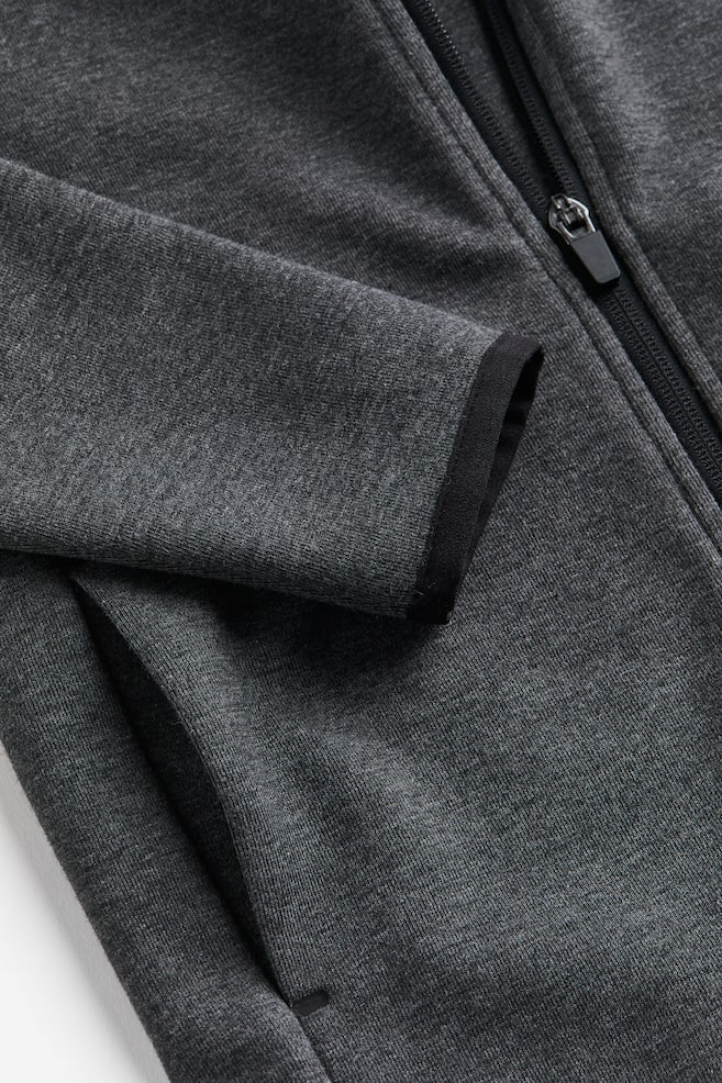 DryMove™ Zip-through hoodie - Dark grey marl/Light khaki green - 5