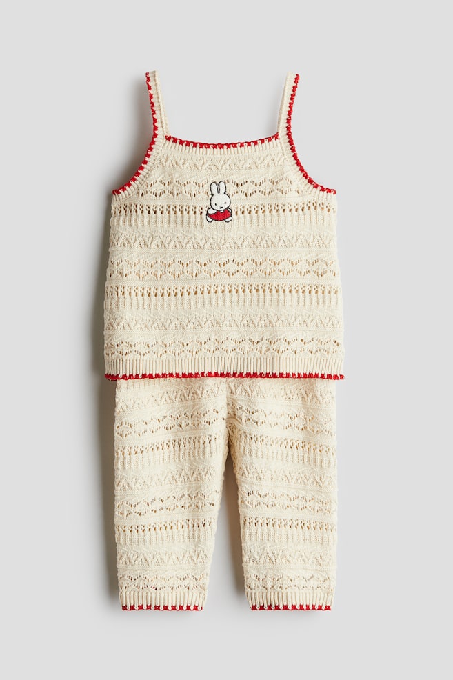 2-Piece Crochet-Look Set - Light beige/Miffy - 1