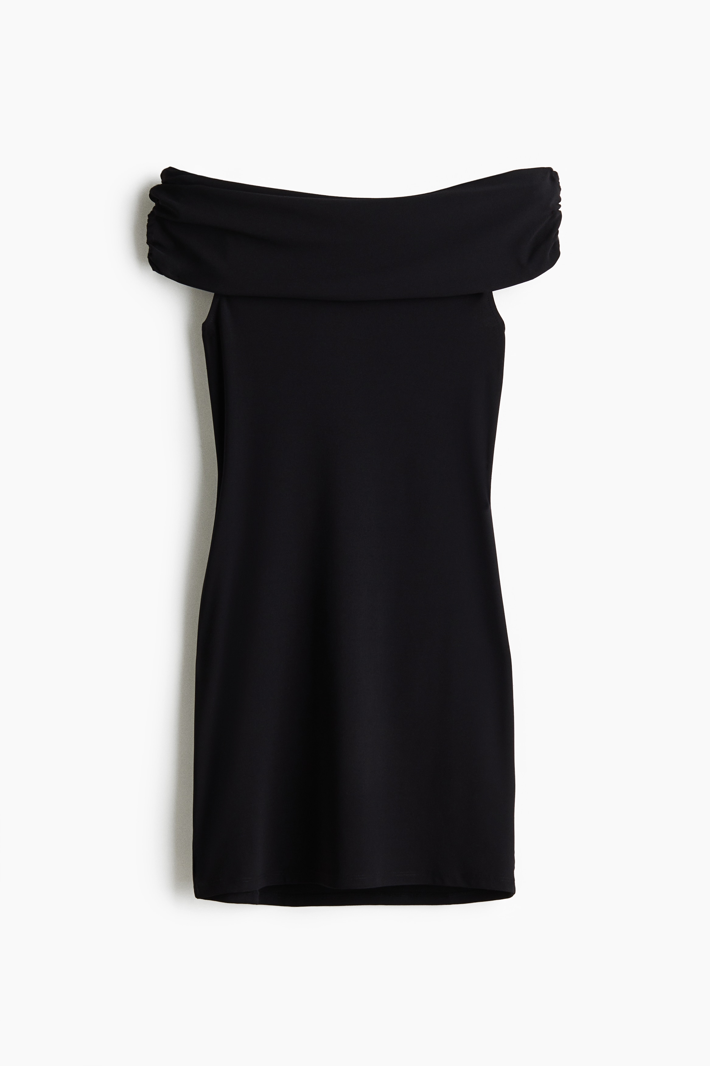 Off The Shoulder Dress - Black/White/Dark brown