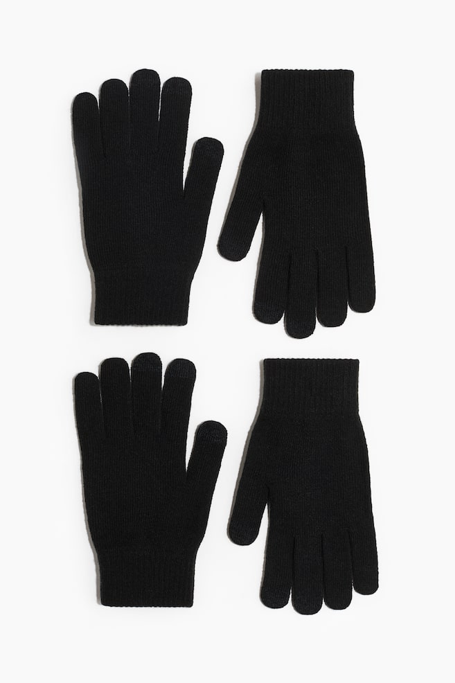 Lot de 2 paires de gants - Noir/Gris foncé chiné/noir - 1
