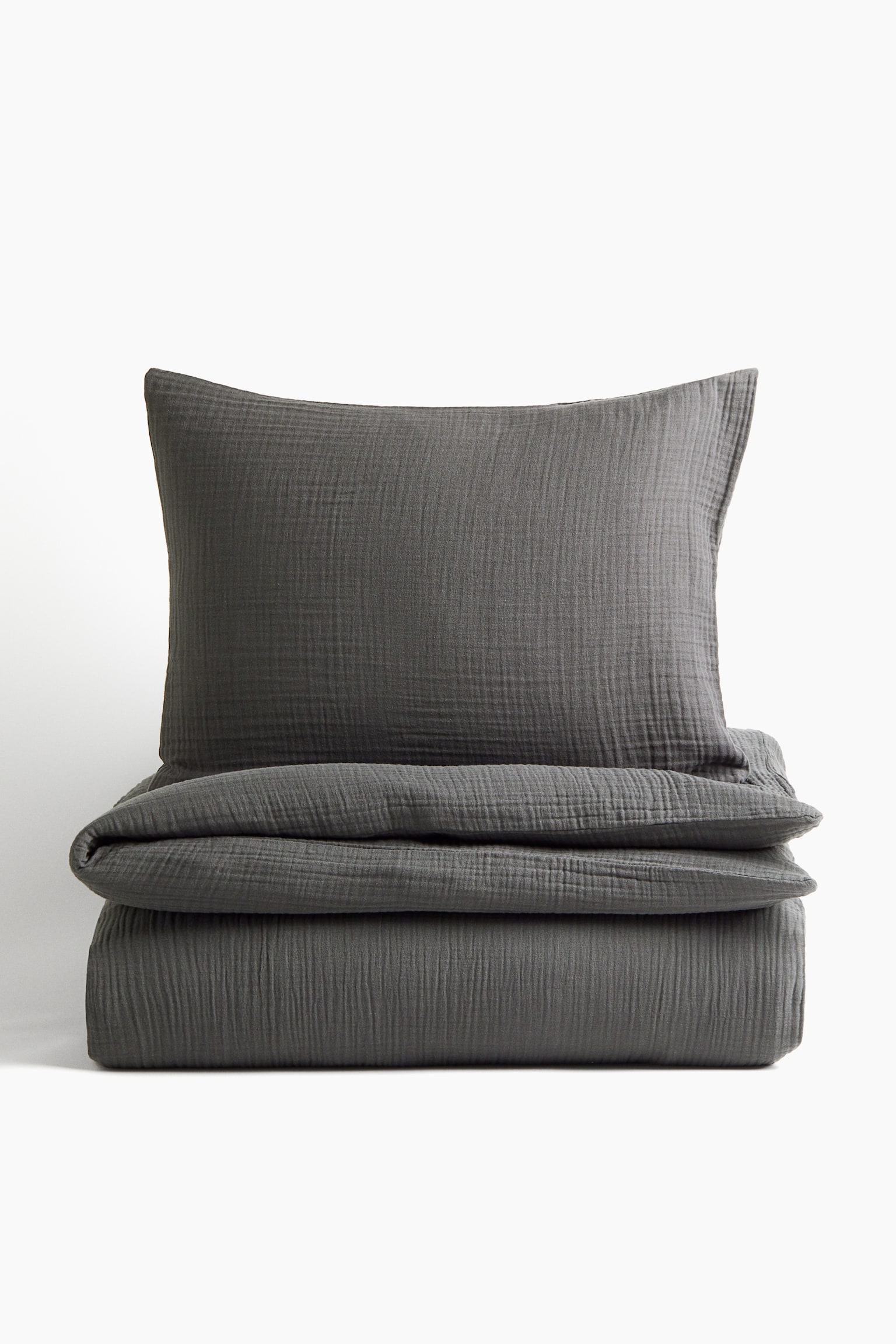Muslin Twin Duvet Cover Set - Charcoal gray/White/Dusty blue/Taupe/Dusty pink/Light dusty blue/Light taupe/Light beige/Green - 1