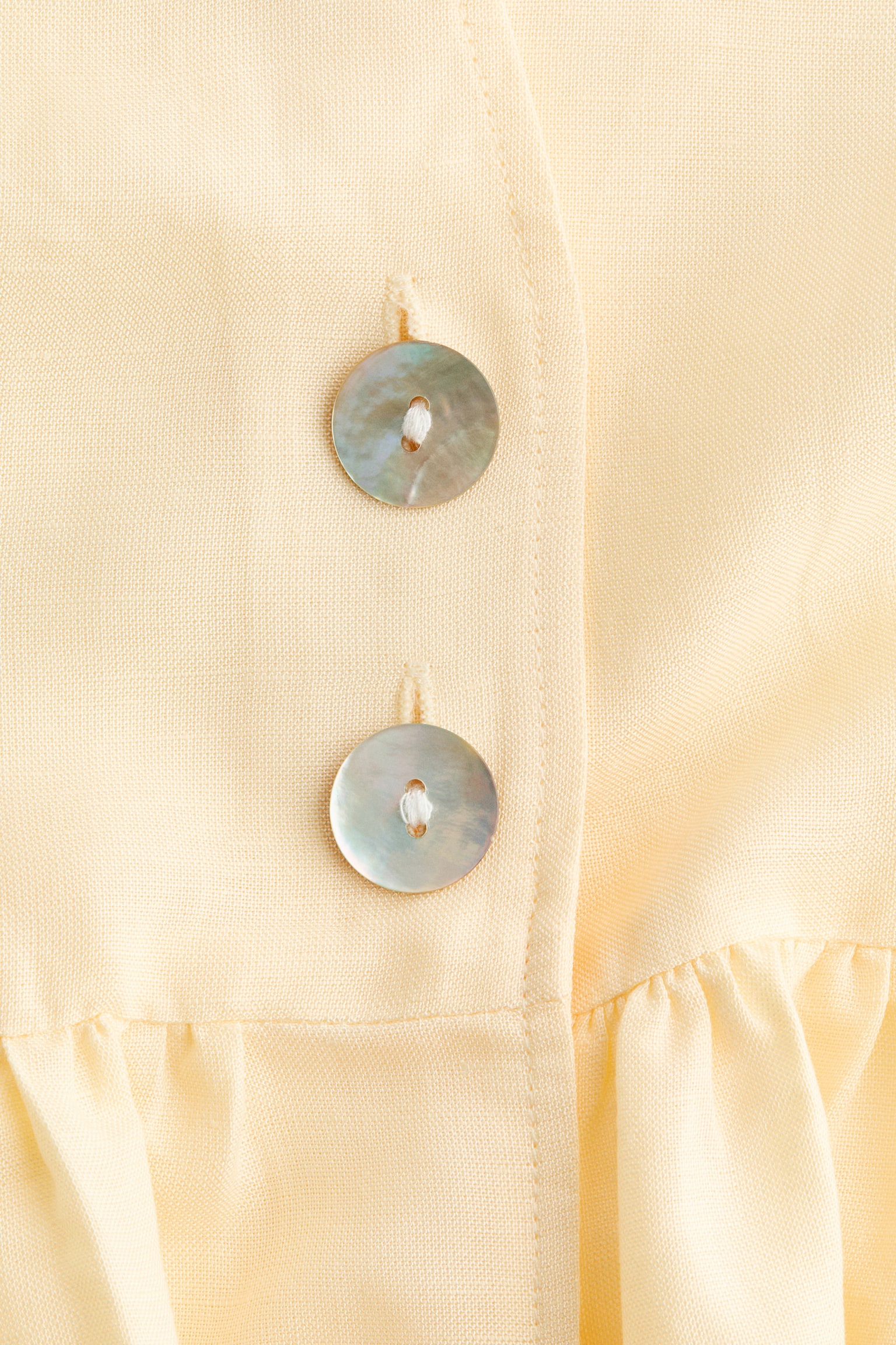 Linen-blend peplum top - Light yellow/Dark brown/White - 4