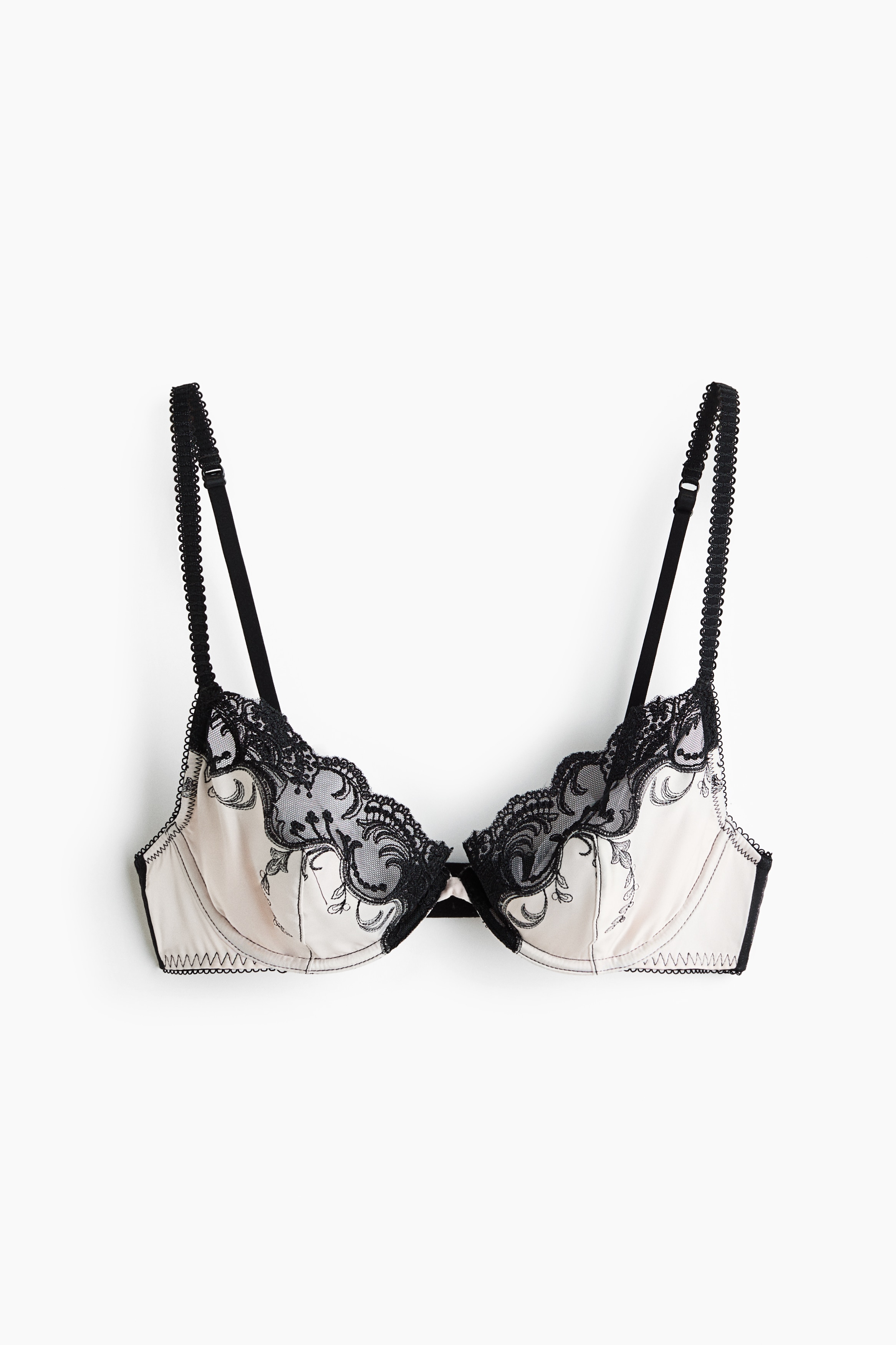 Reggiseno in satin con ferretto - Beige chiaro/nero