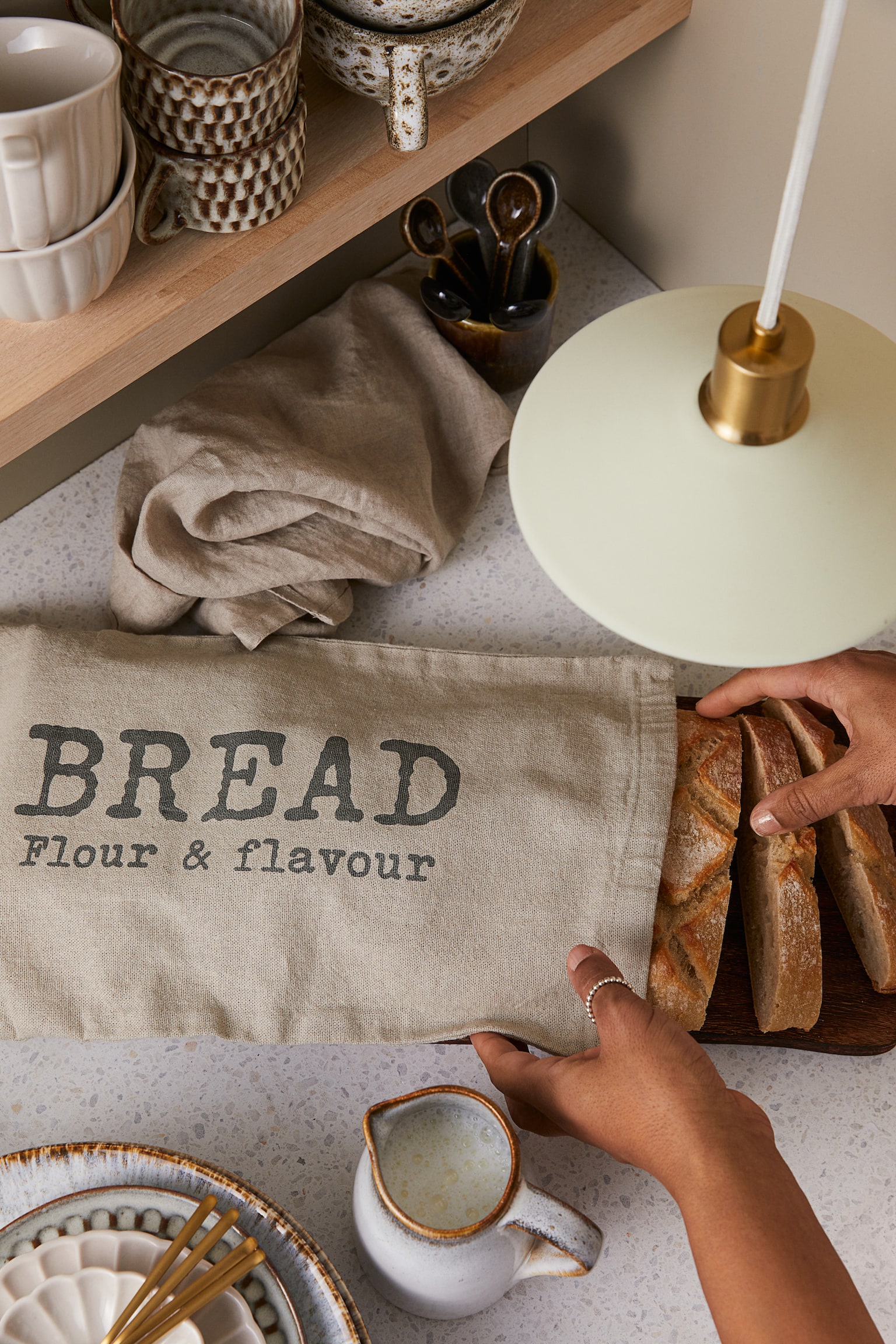 Linen-blend bread bag - Beige - 2