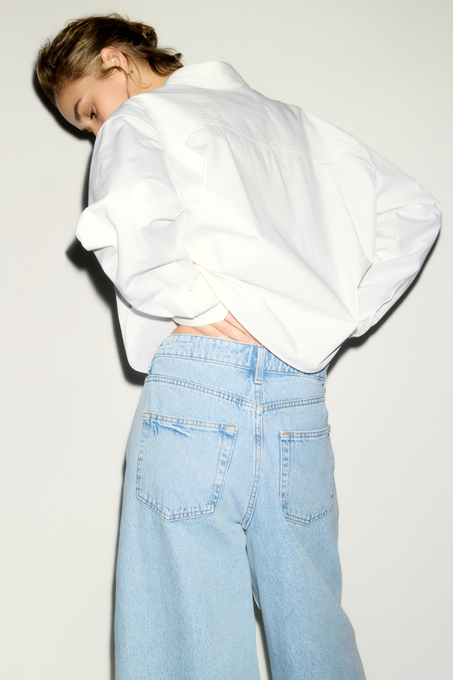 Barrel High Waist Ankle Jeans - Ανοιχτό μπλε denim/Μπεζ/λεοπάρ μοτίβο - 3