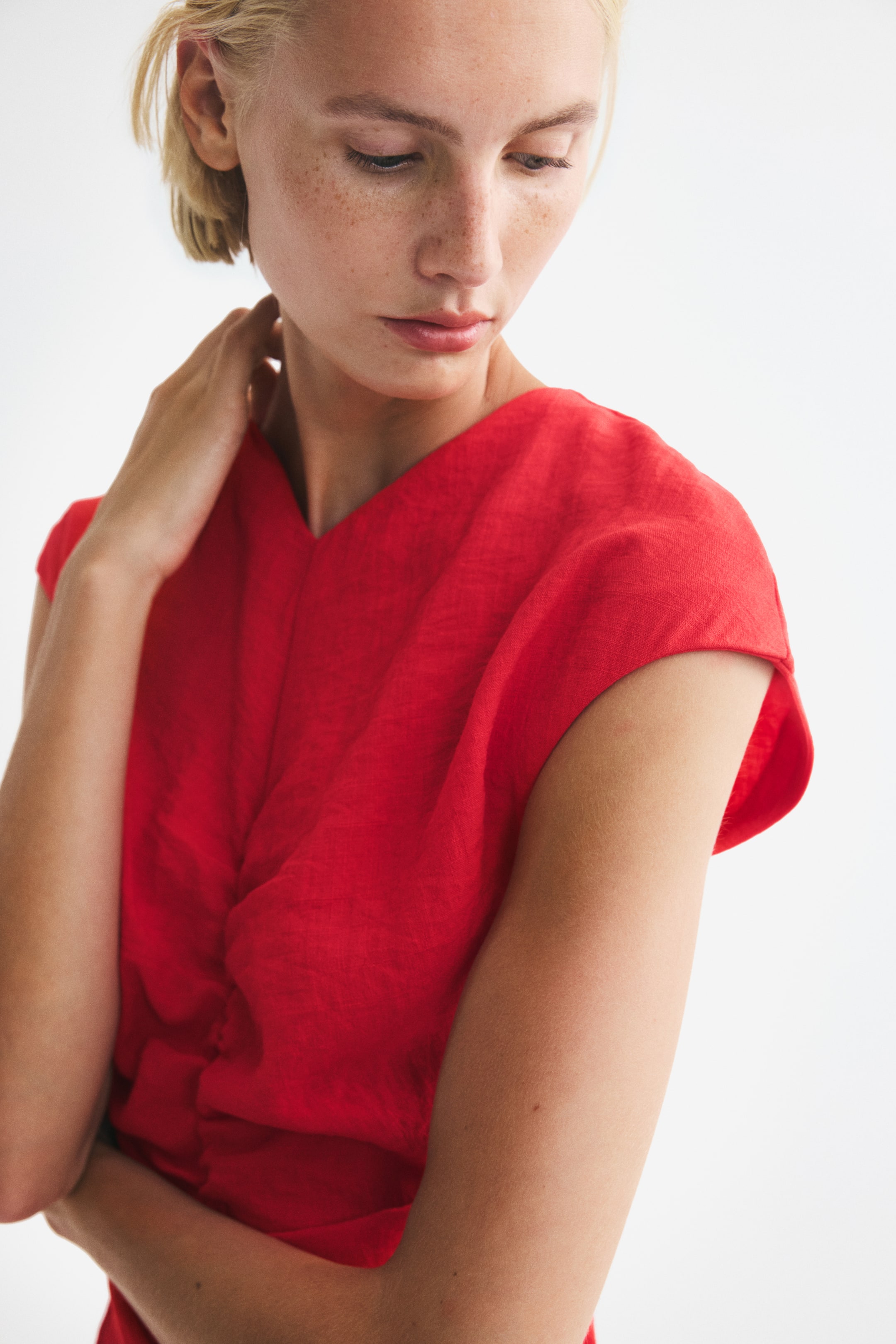 Cap-Sleeved Handkerchief Dress