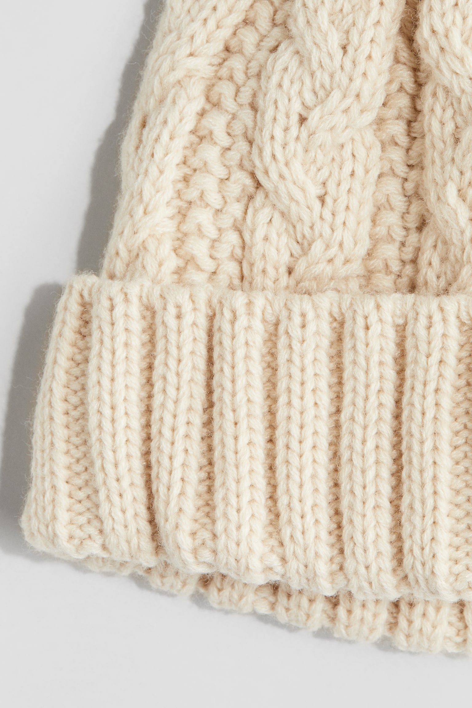 Lined cable-knit beanie - Light beige/Light dusty pink/Beige - 2