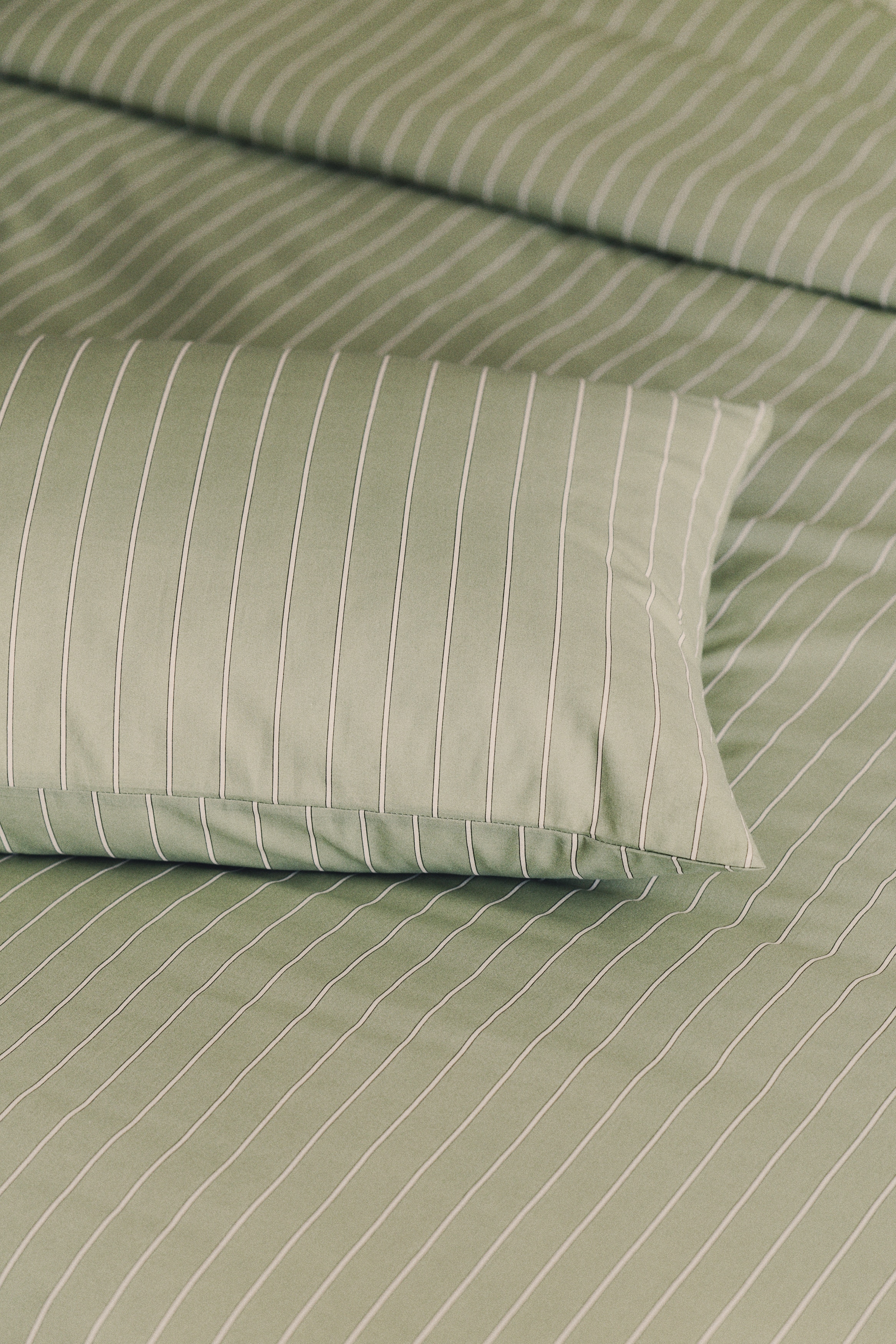 2-pack striped pillowcases - Light dusty green/Striped/Light beige/Dusty pink/Striped