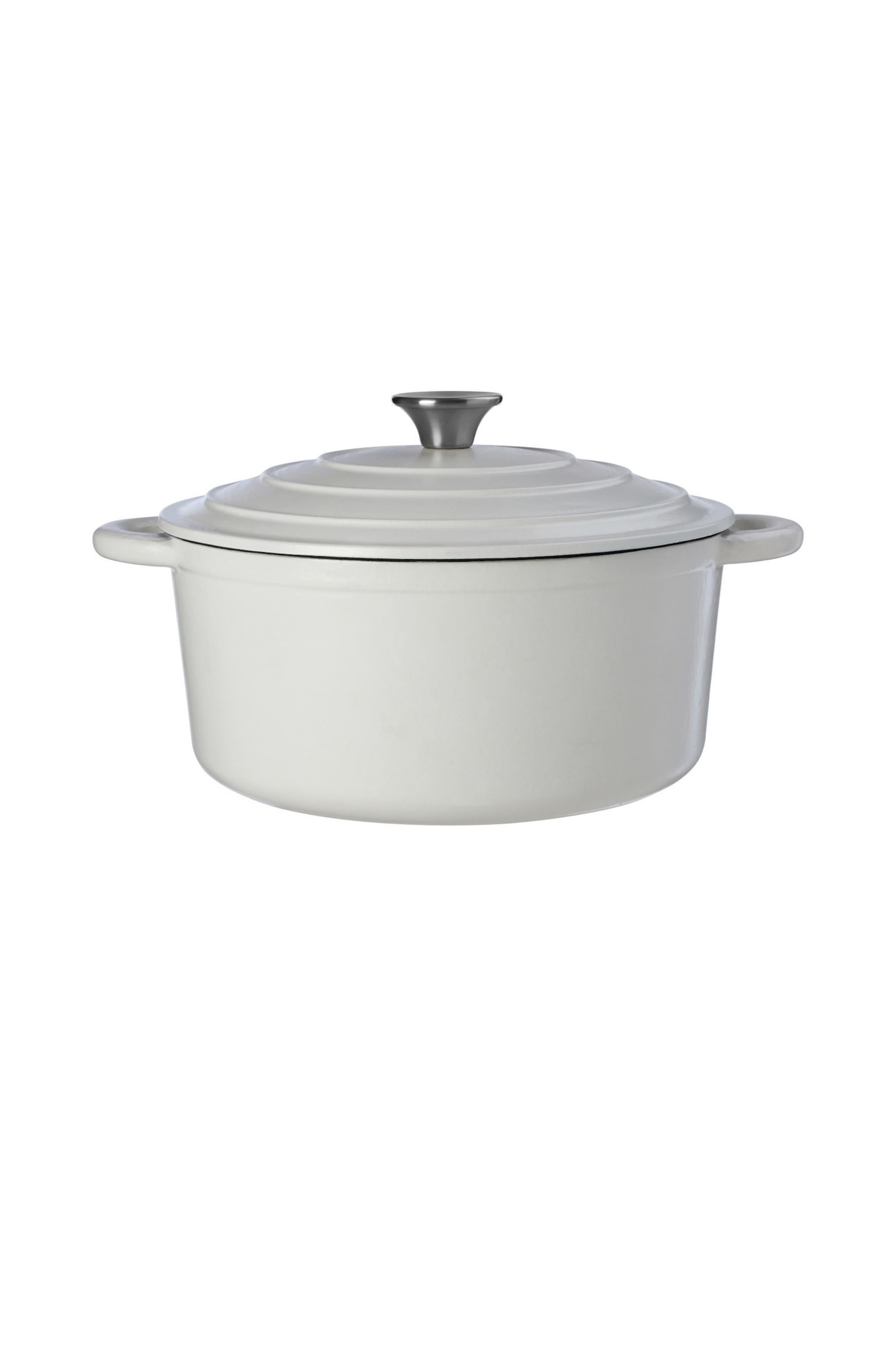 Hygge Large Cast Iron Casserole Dish - White - 1