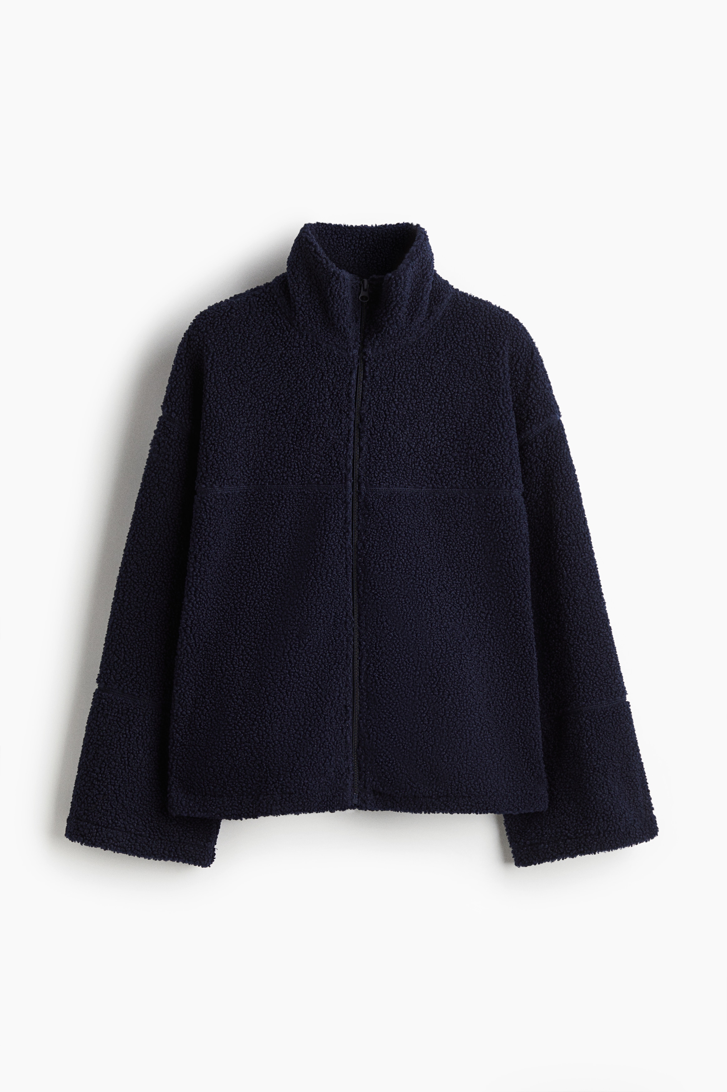 Zip-through teddy sweatshirt - Navy blue/Light beige/Dark brown