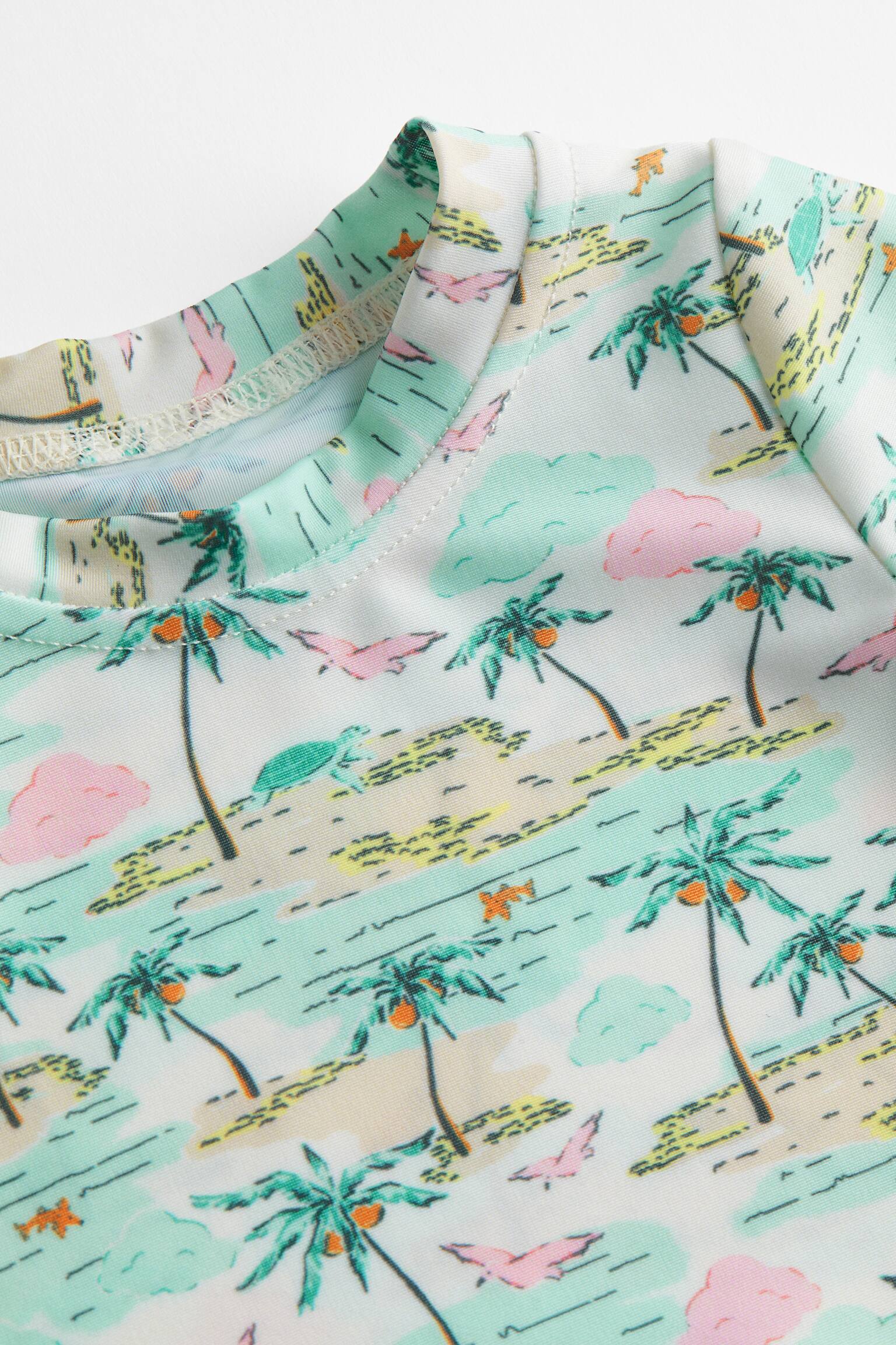 UPF 50 Rashie - Light turquoise/Palm trees/Cream/Pattern/Light pink/Strawberry - 2