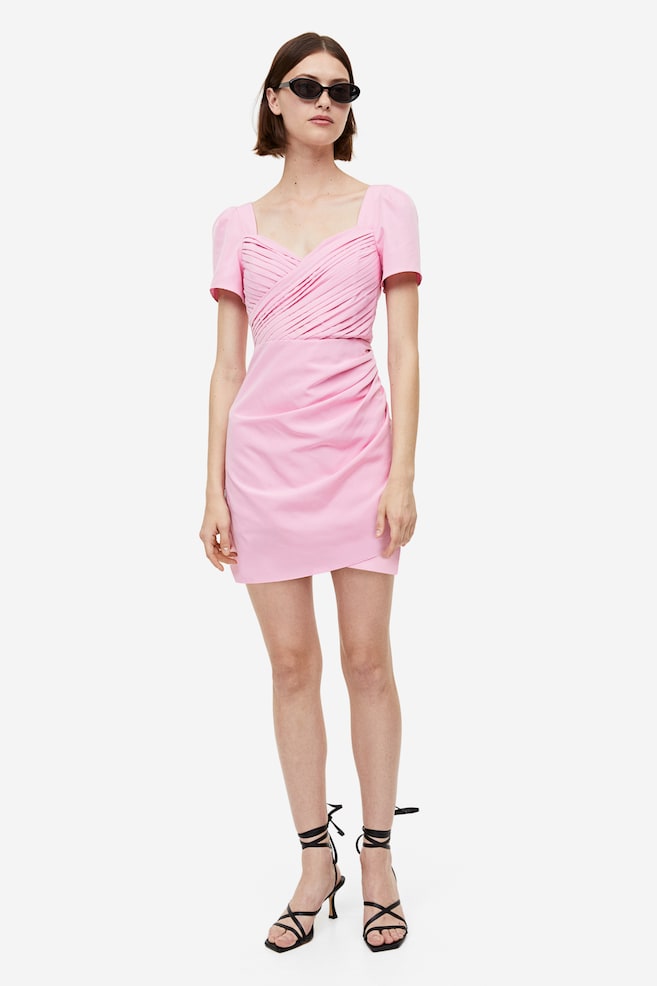 Puff-sleeved dress - Light pink - 6