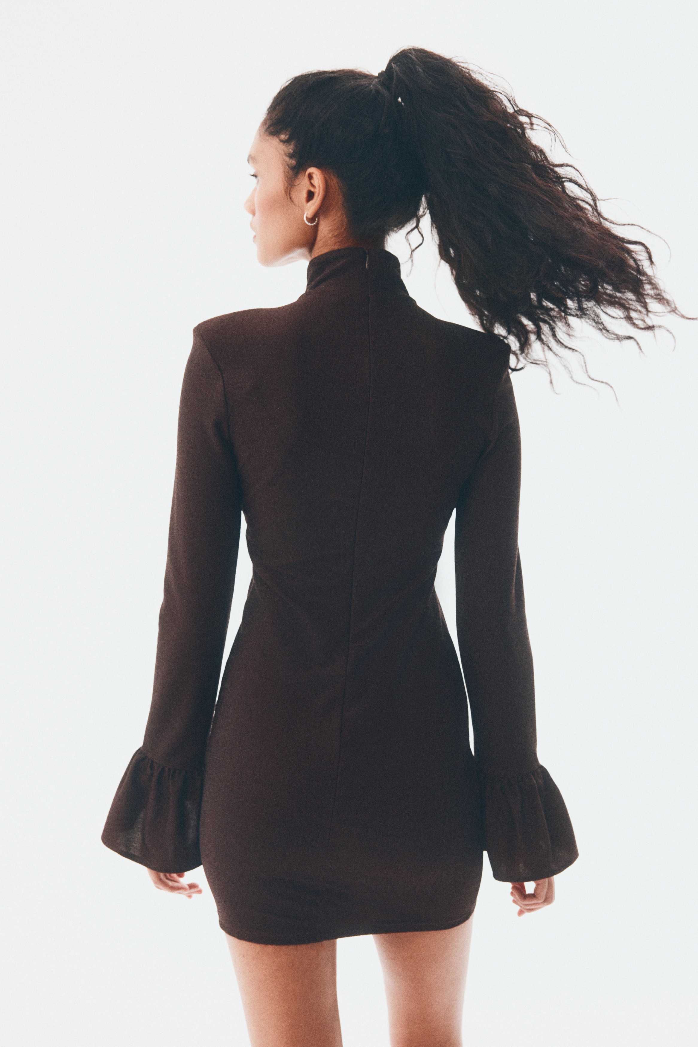 Glittery shoulder-pad dress