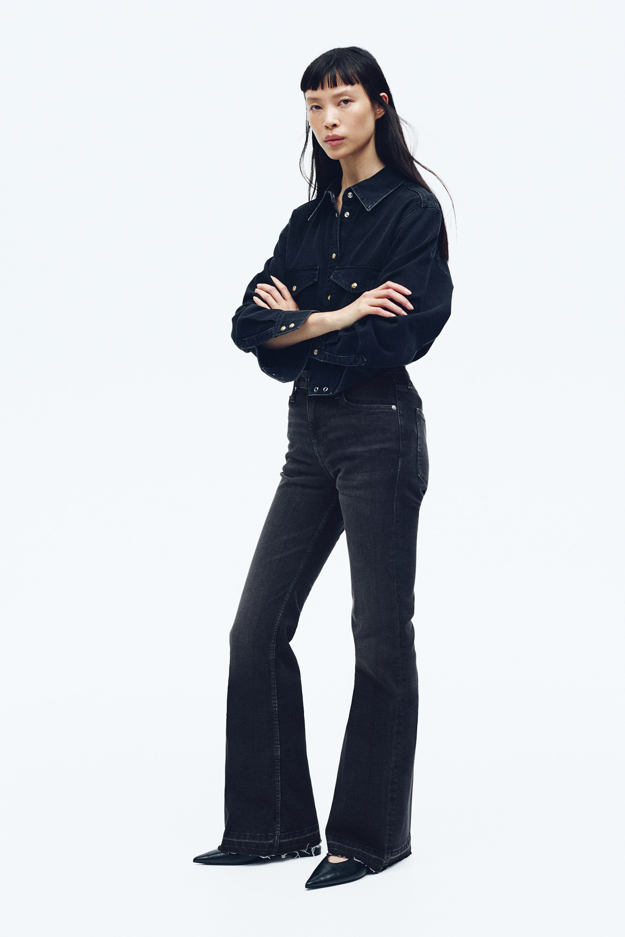 Ver imagen más grande: Flared High Jeans - Gris oscuro - MUJER | H&M ES 1