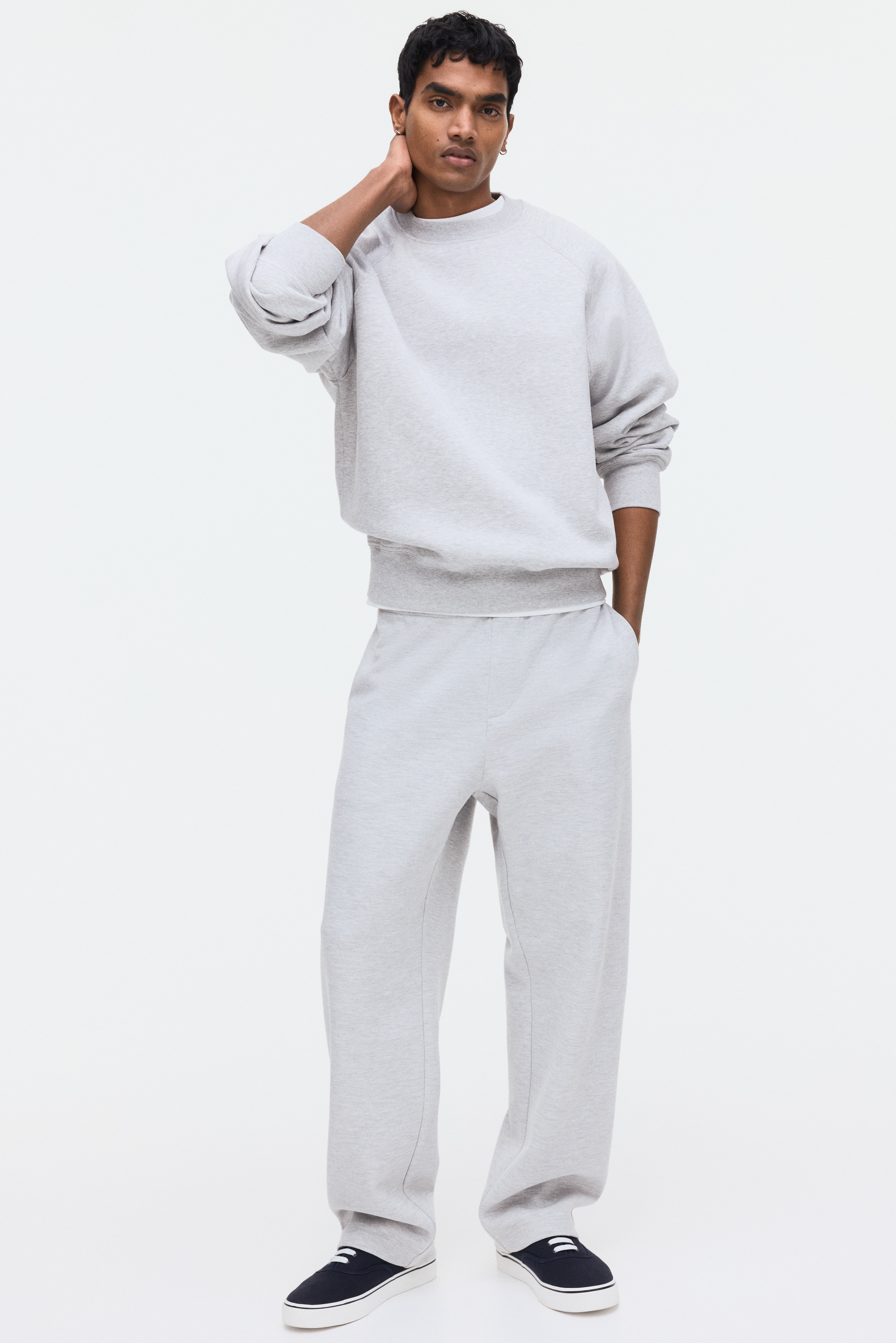 Relaxed Fit Interlock Sweatpants - Light grey marl