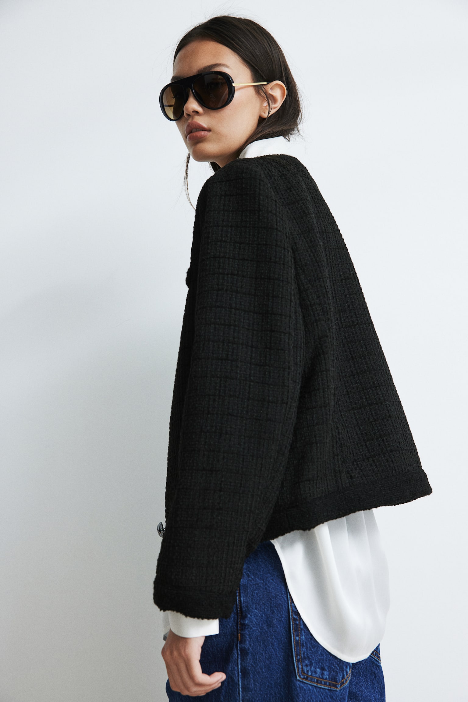 Textured-weave jacket - Black/Black marl - 3