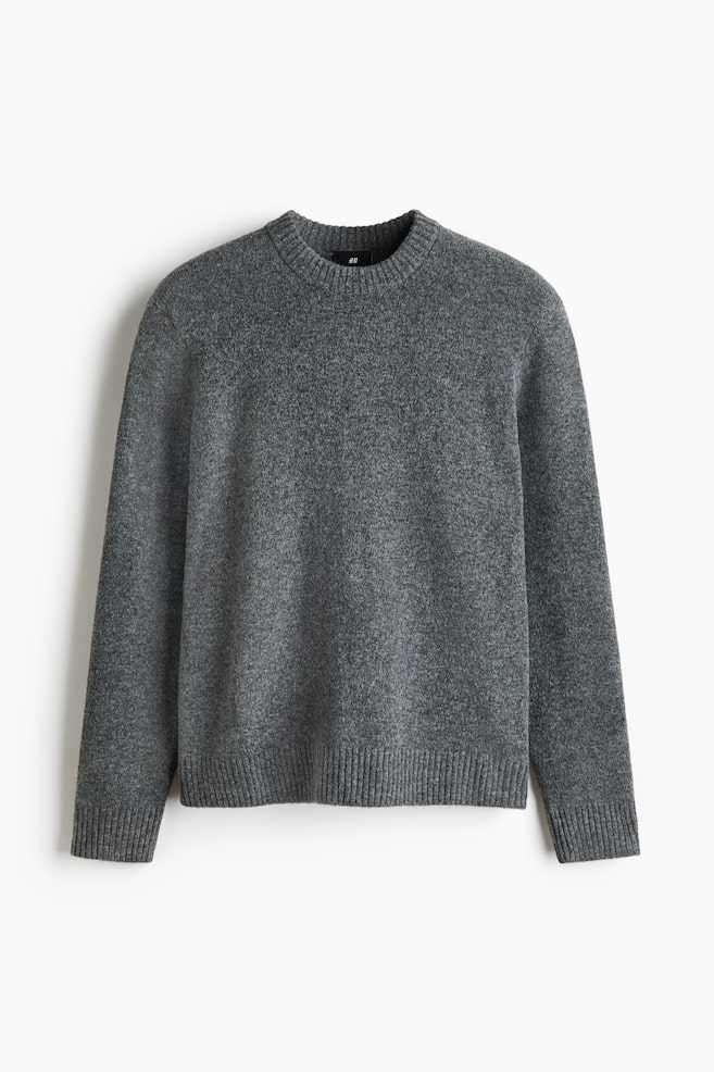 Regular-Fit Brushed Sweater - Dark gray melange/Black - 1