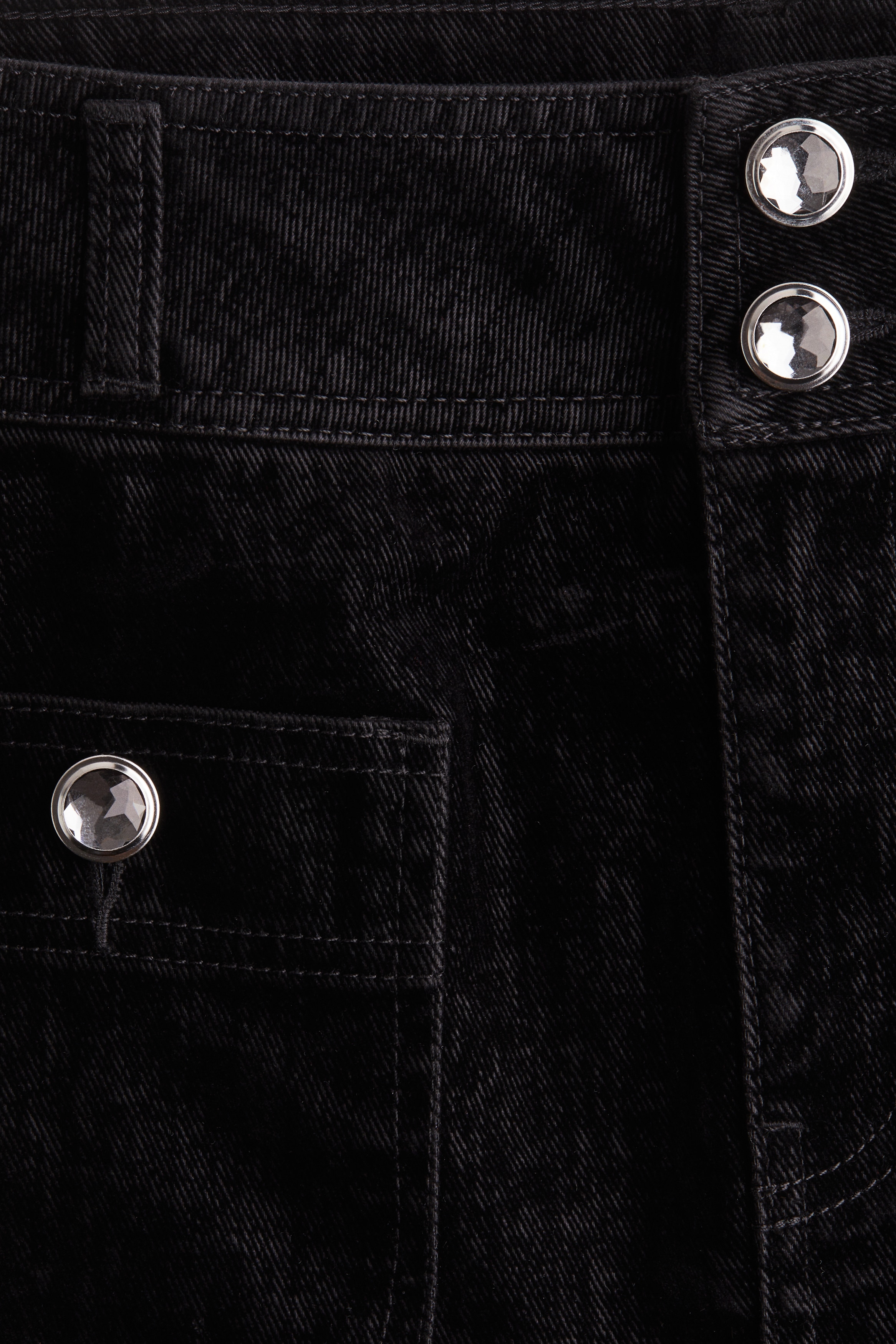 Rhinestone-button mini skirt