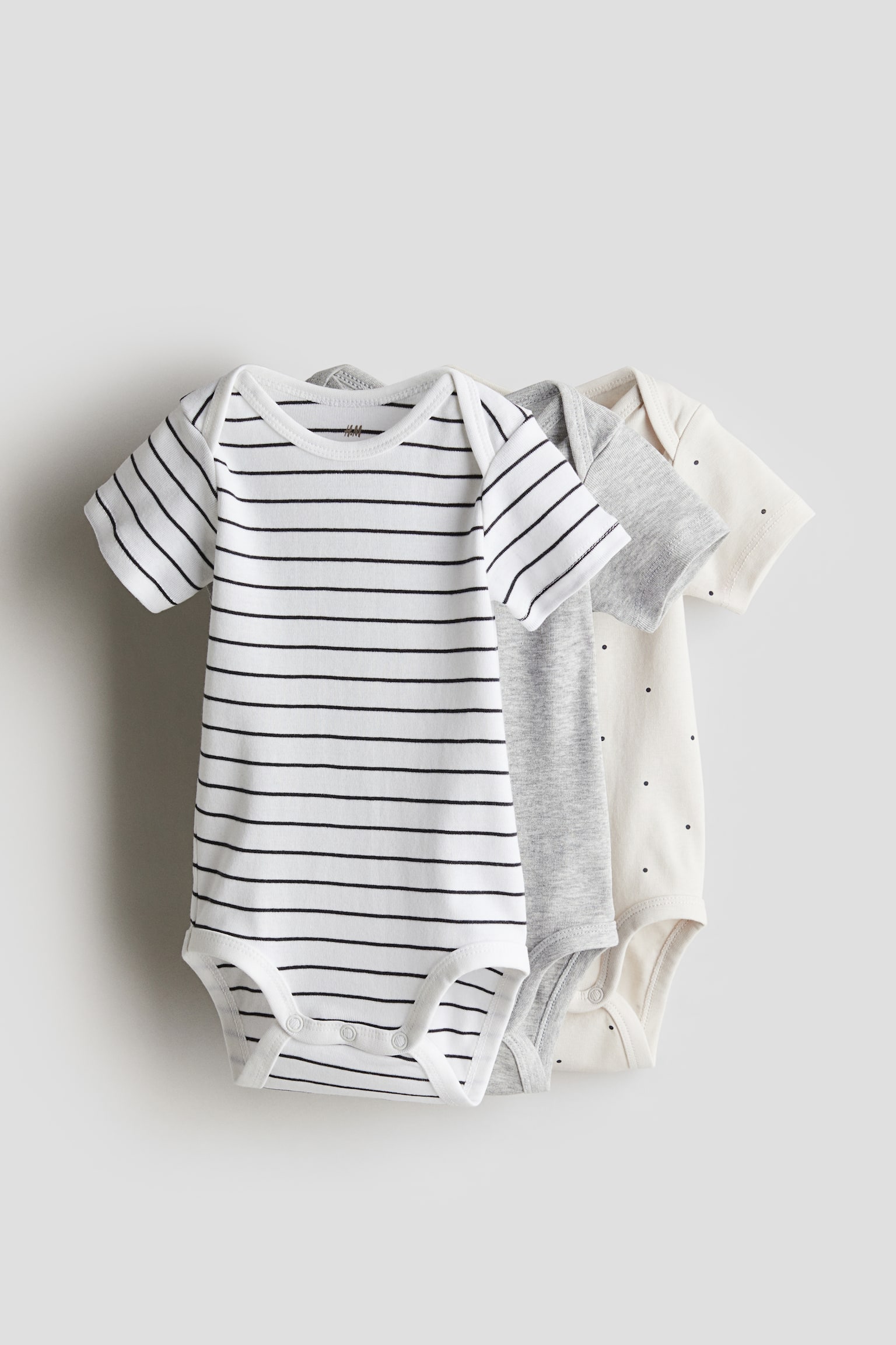 Детские хлопковые боди H&M, 3 шт, цвет: Серый