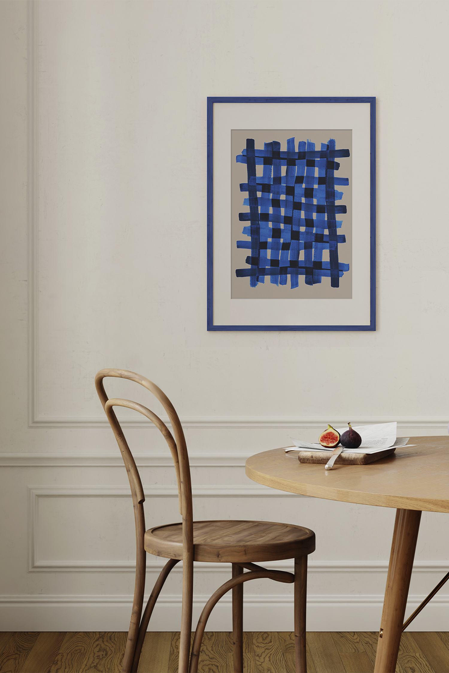 Mareike Bohmer - The Grid 5 (framed) - Blå/abstrakt Kunst